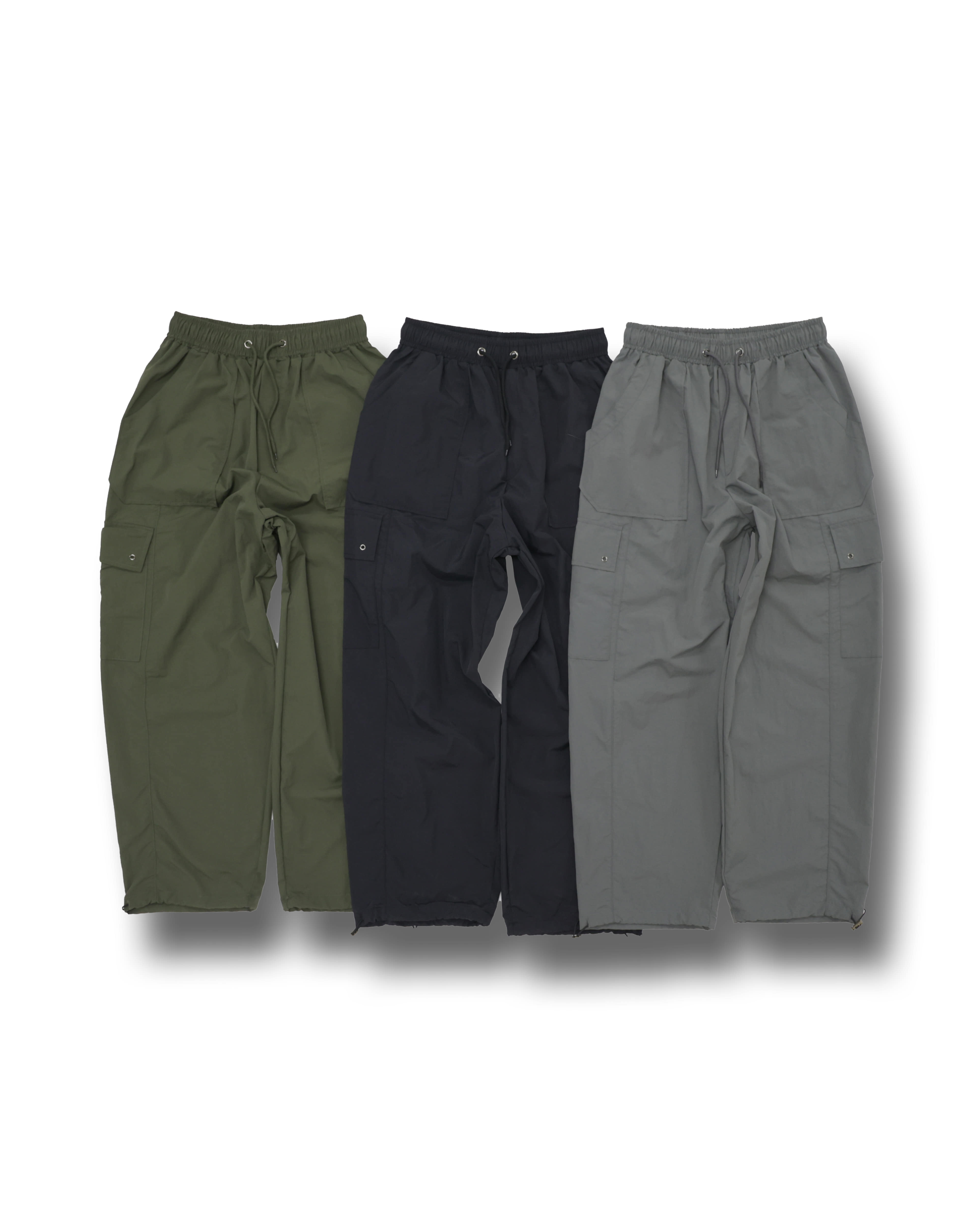 Dope Cargo Wide Nylon Pants (Black/Gray/Khaki)