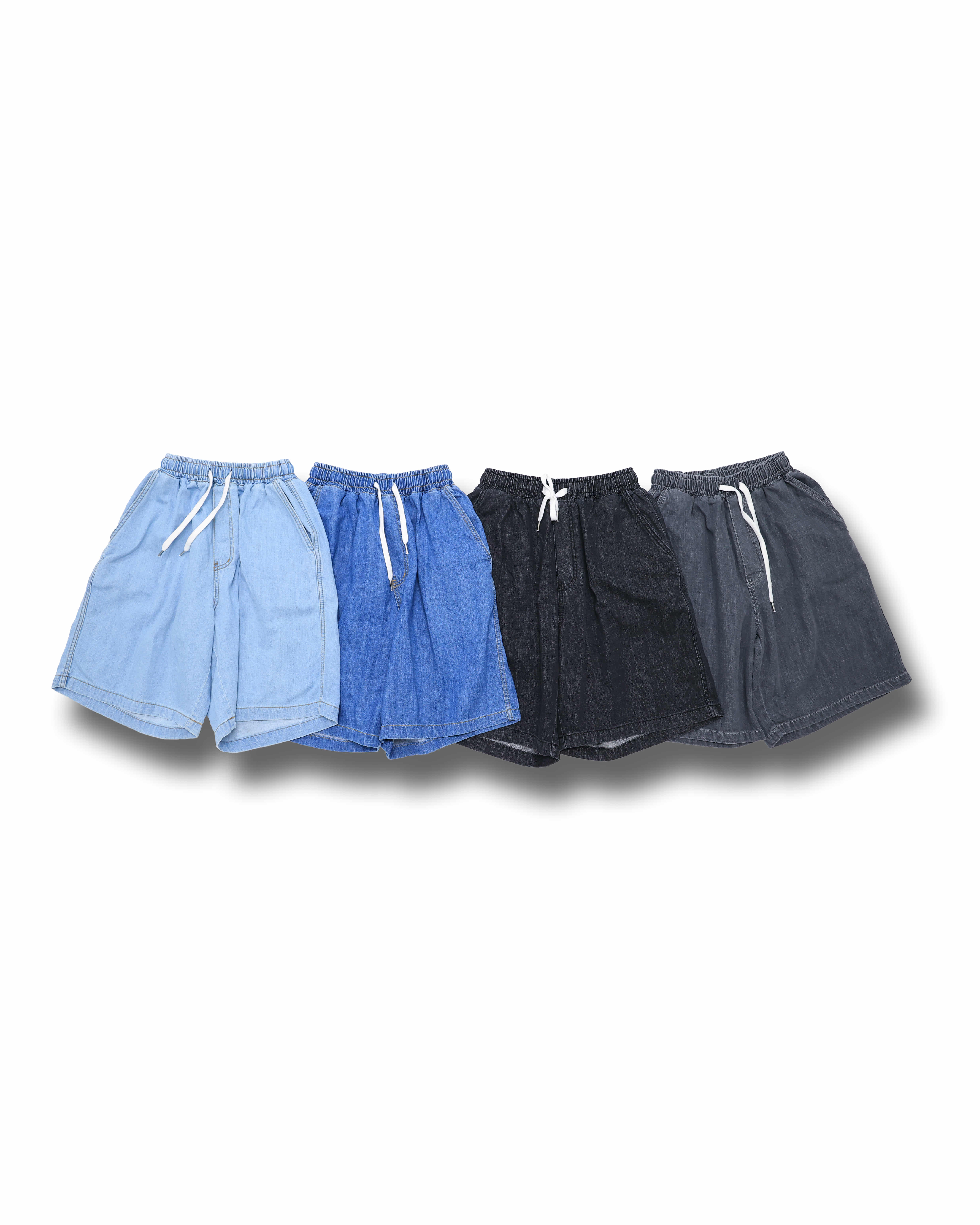 ECO Wide Bermuda Denim Pants (Black/Gray/Middle Blue/Light Blue)