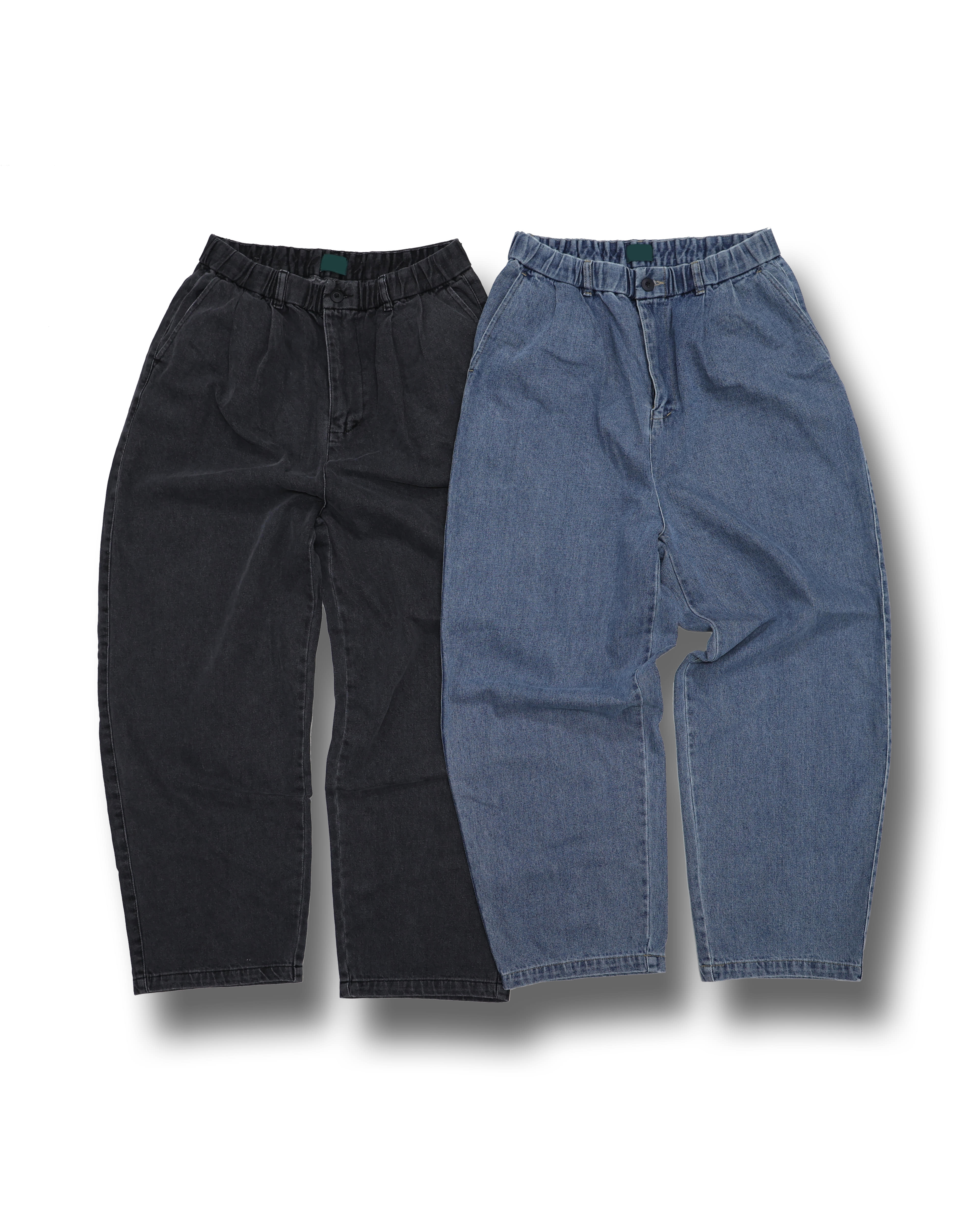 Gooto Flow Loose Fit Denim Pants (Black Denim/Blue Denim)