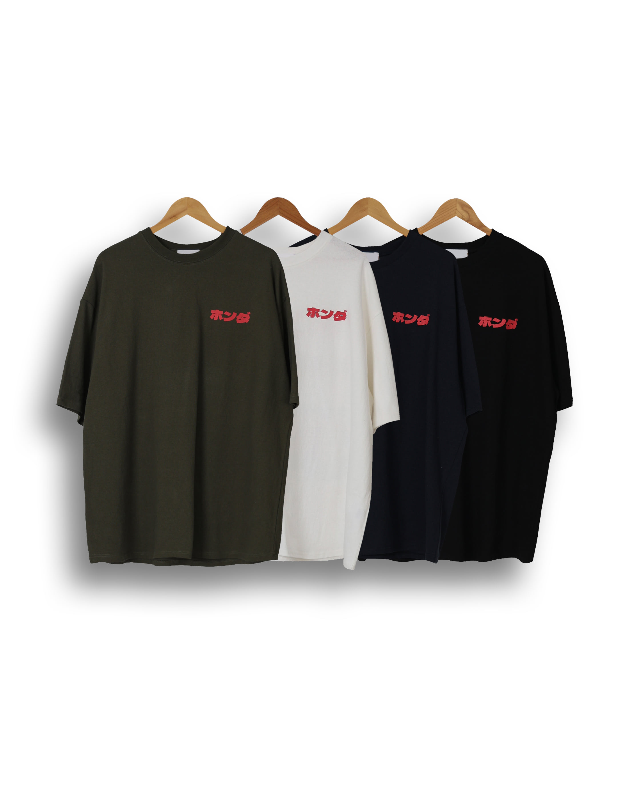 KIRI Hiragana Over Printed T Shirts (Black/Navy/Khaki/Ivory)