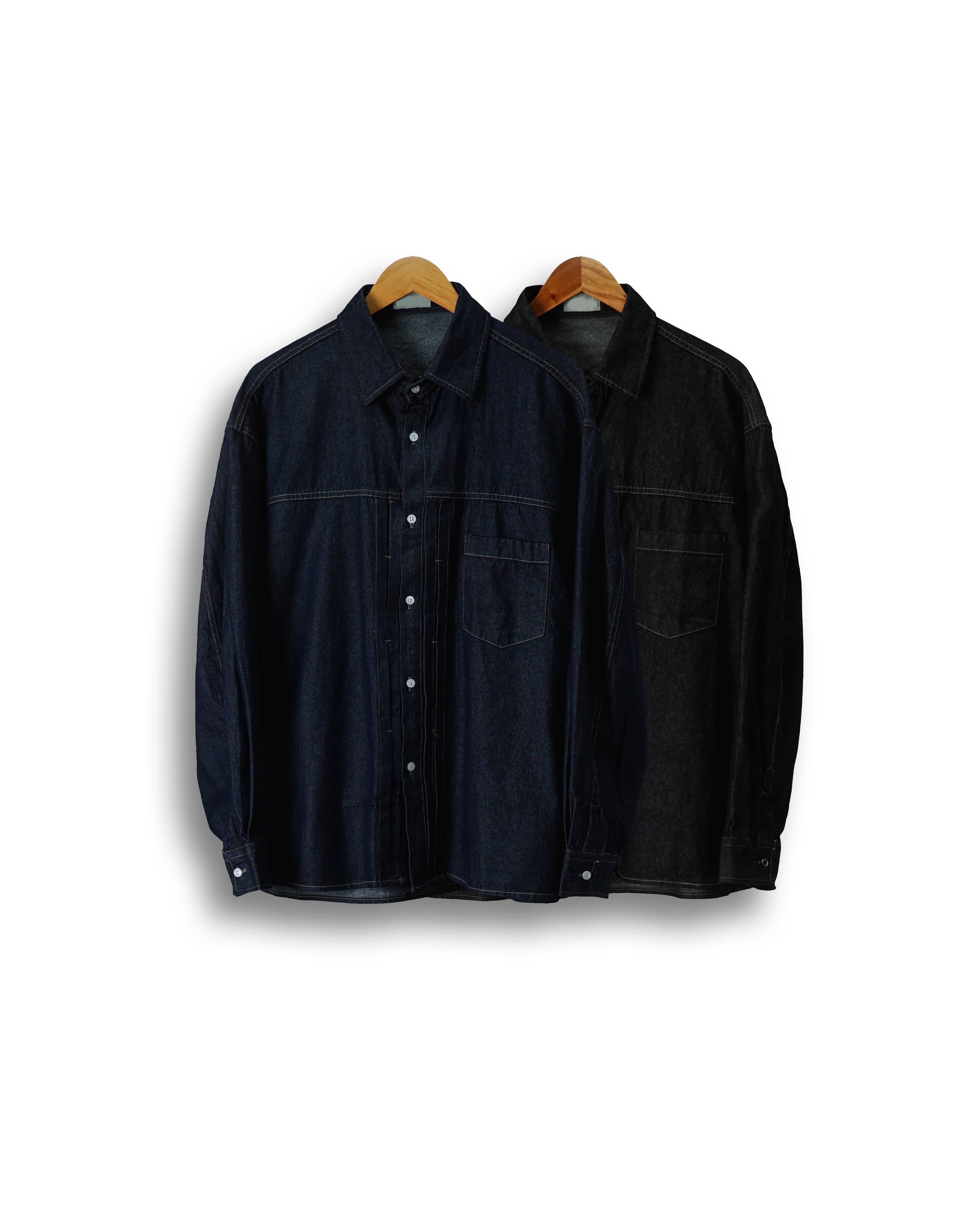 LE&#039;REK Tucker Denim Shirt Jacket (Black Denim/Blue Denim)