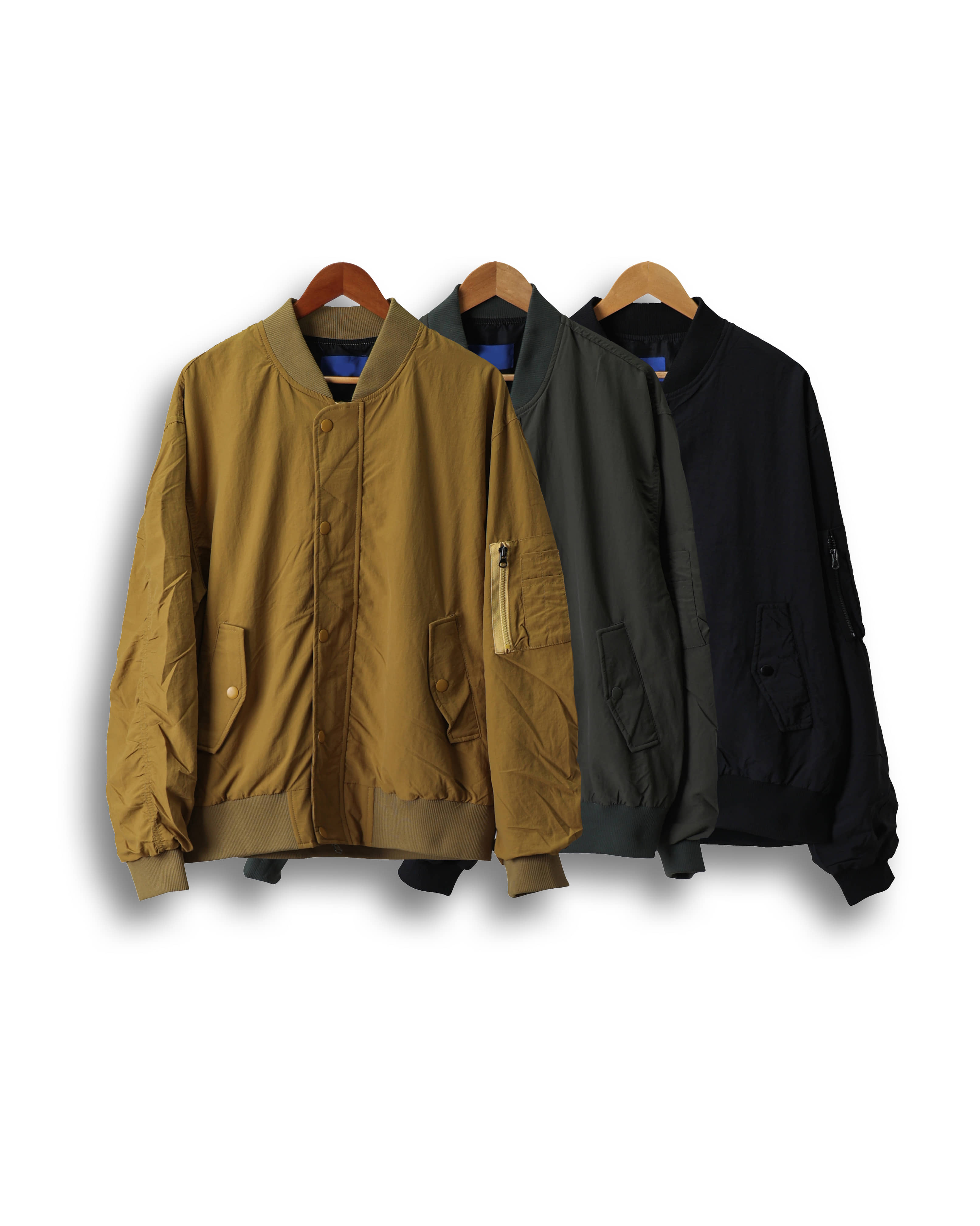 LAIN Bio Washed Loose MA-1 Jacket (Black/Khaki/Mustard)