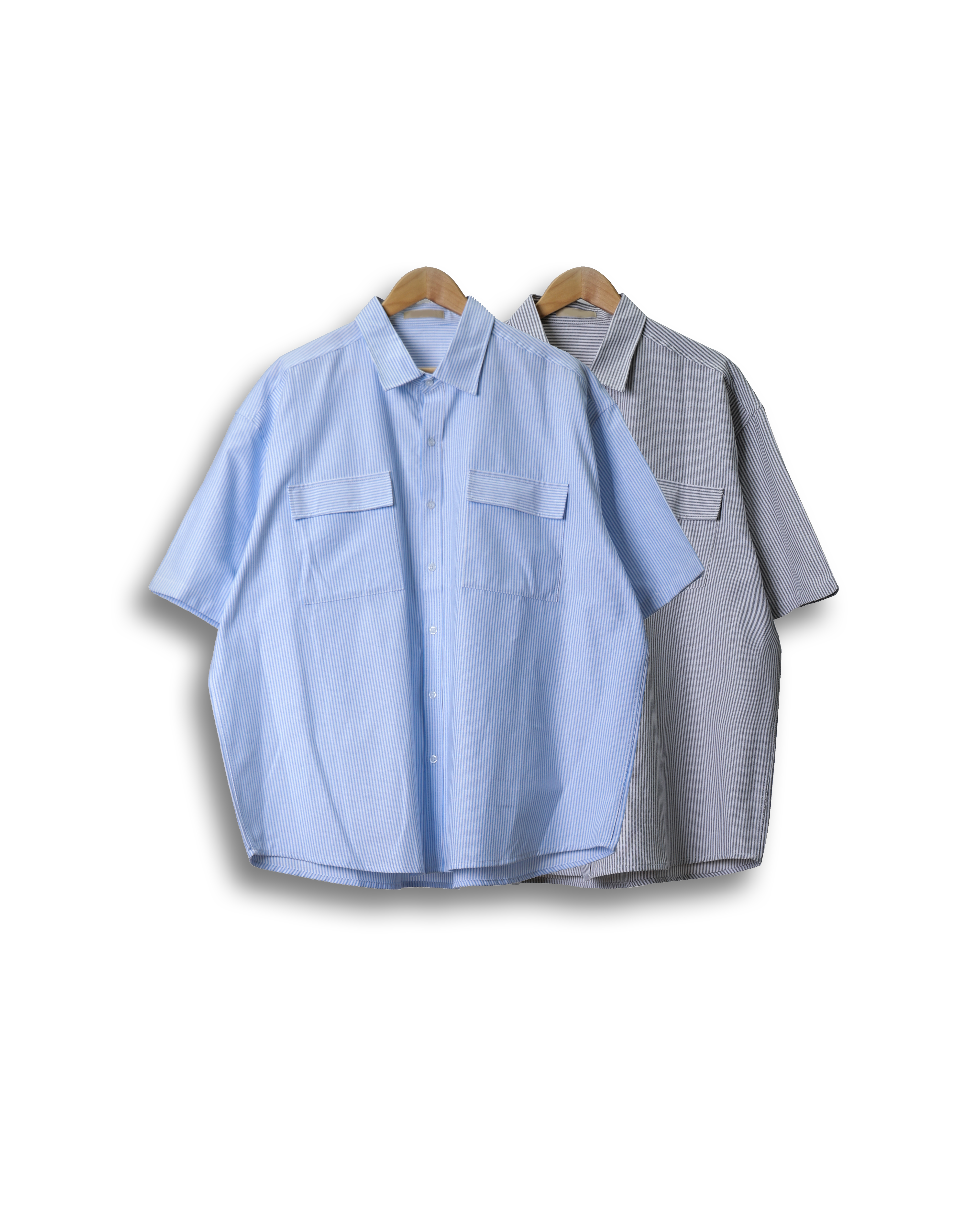 SPRY Two Pocket City Striped Half Shirts (Black/Sky Blue)