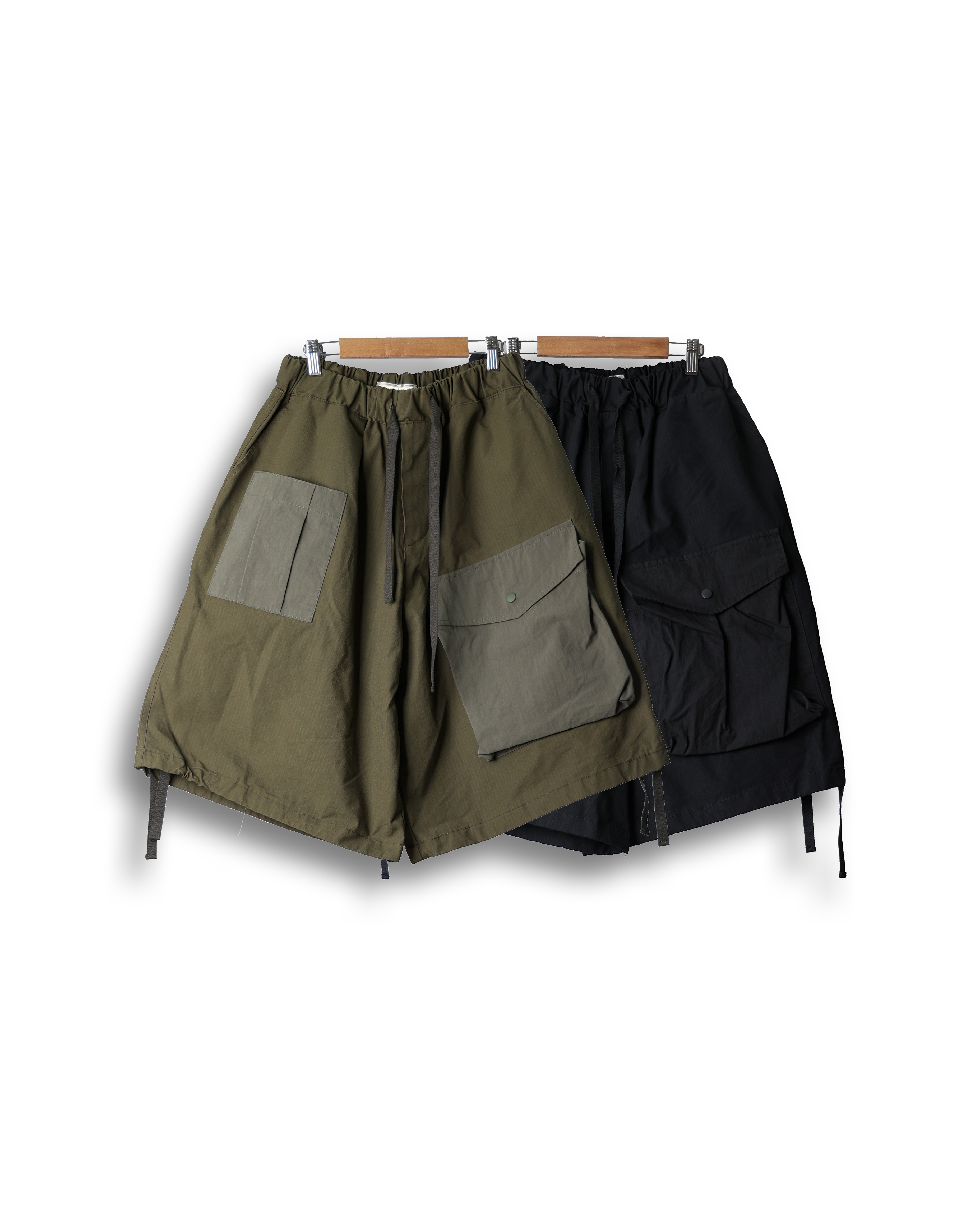 FRAM RIPSTROP Big Pocket Cargo Pants (Black/Khaki)
