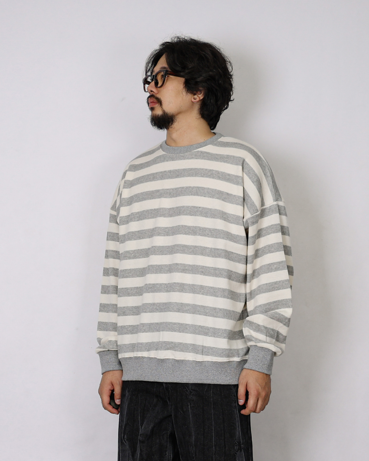 Growing Over Stripe Knit MTM (Navy/Gray)