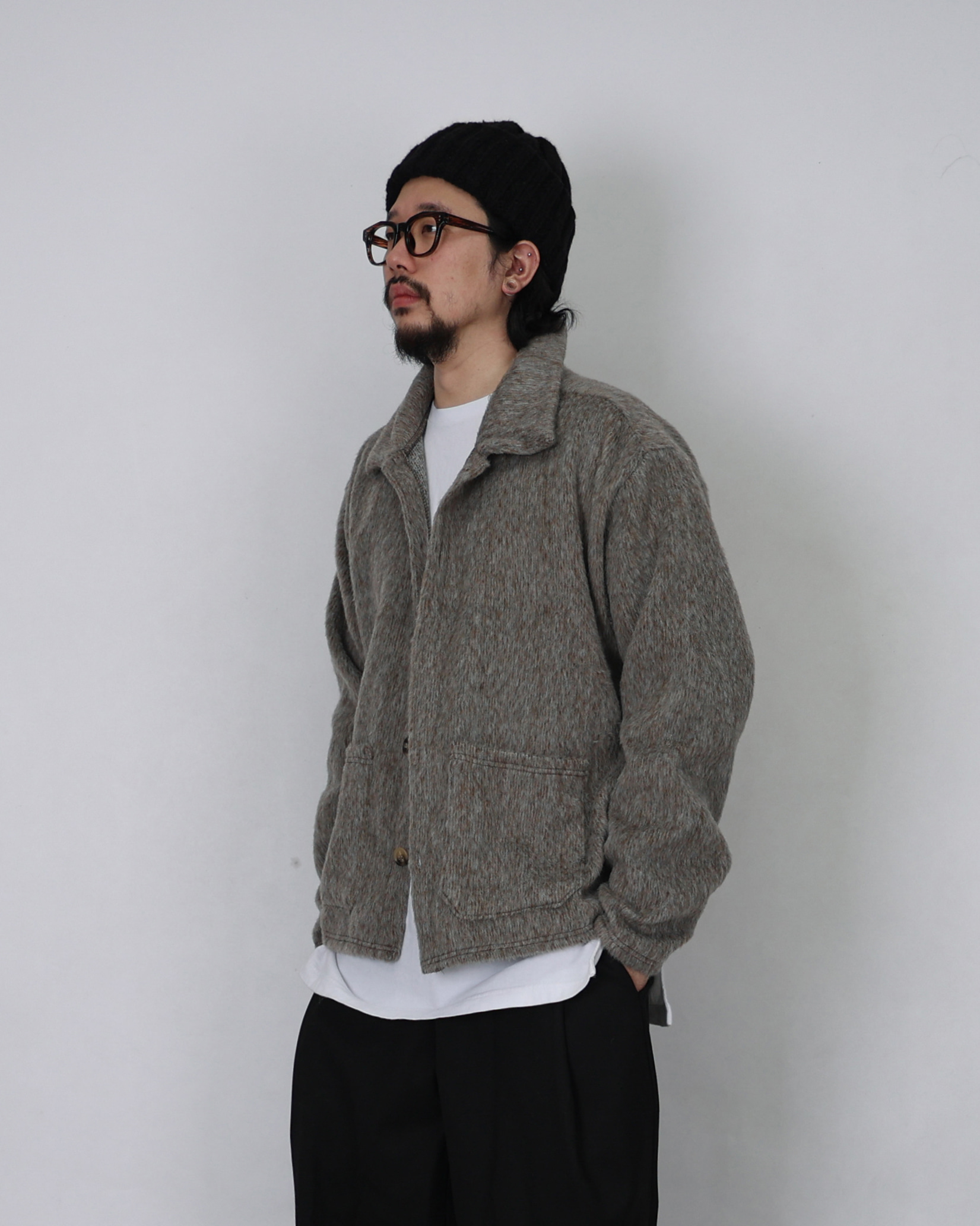 END Mohair Two Tone Jacket (Charcoal/Beige)