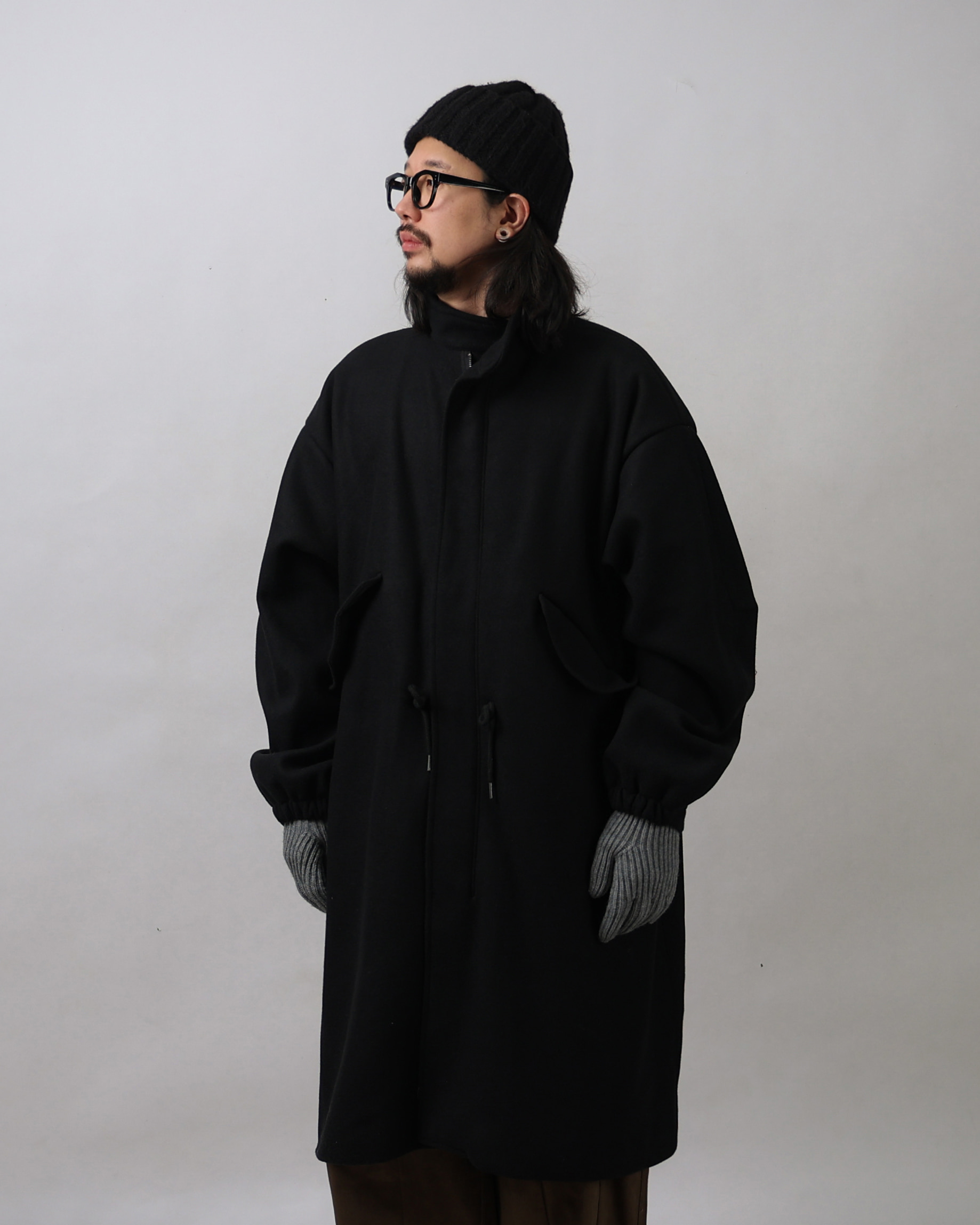 GRO M-65 Fishtail Wool Long Coat (Black/Khaki)