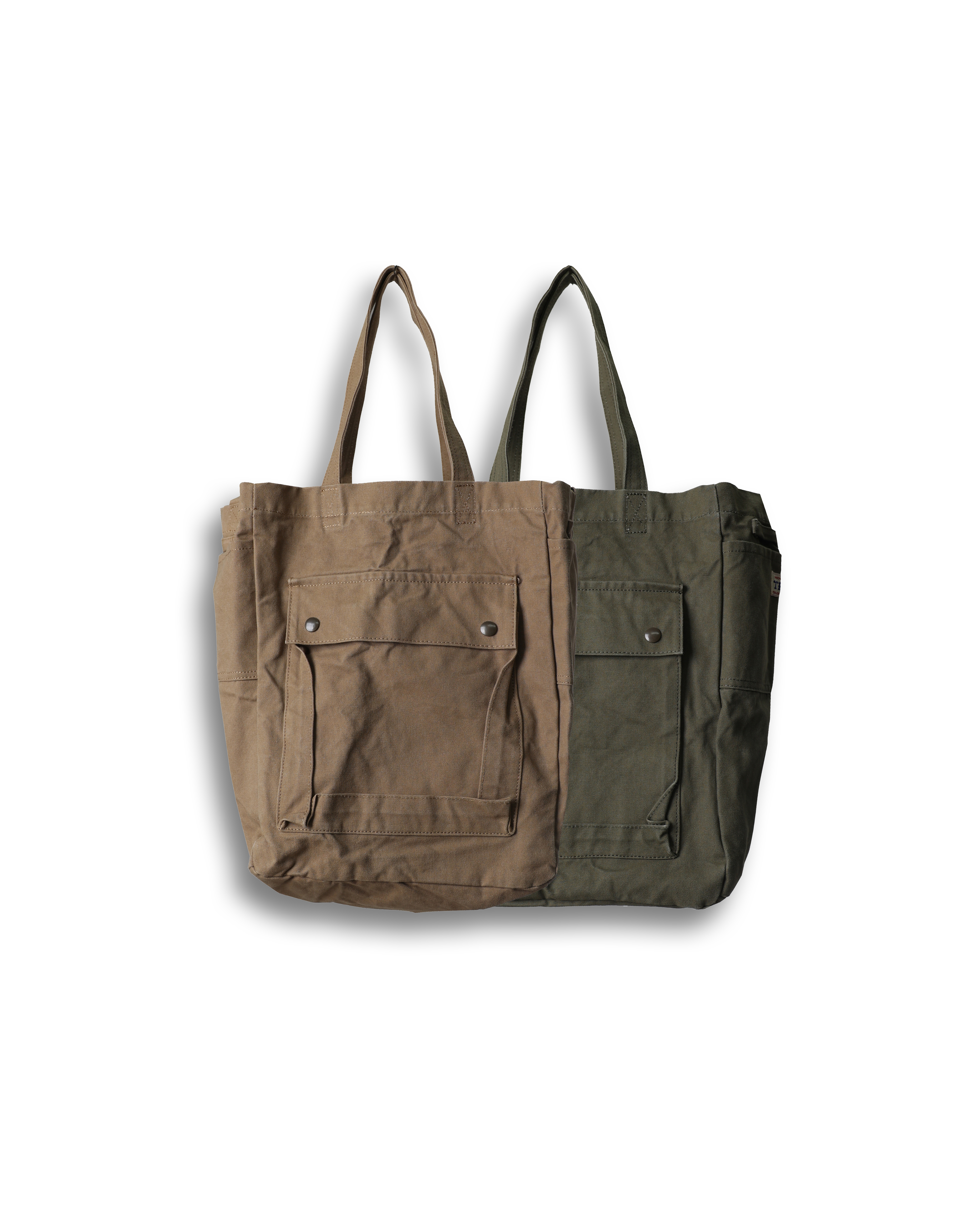 MTIV 17022 Vintage Hard Pocket Tote Bag (Khaki/Brown)