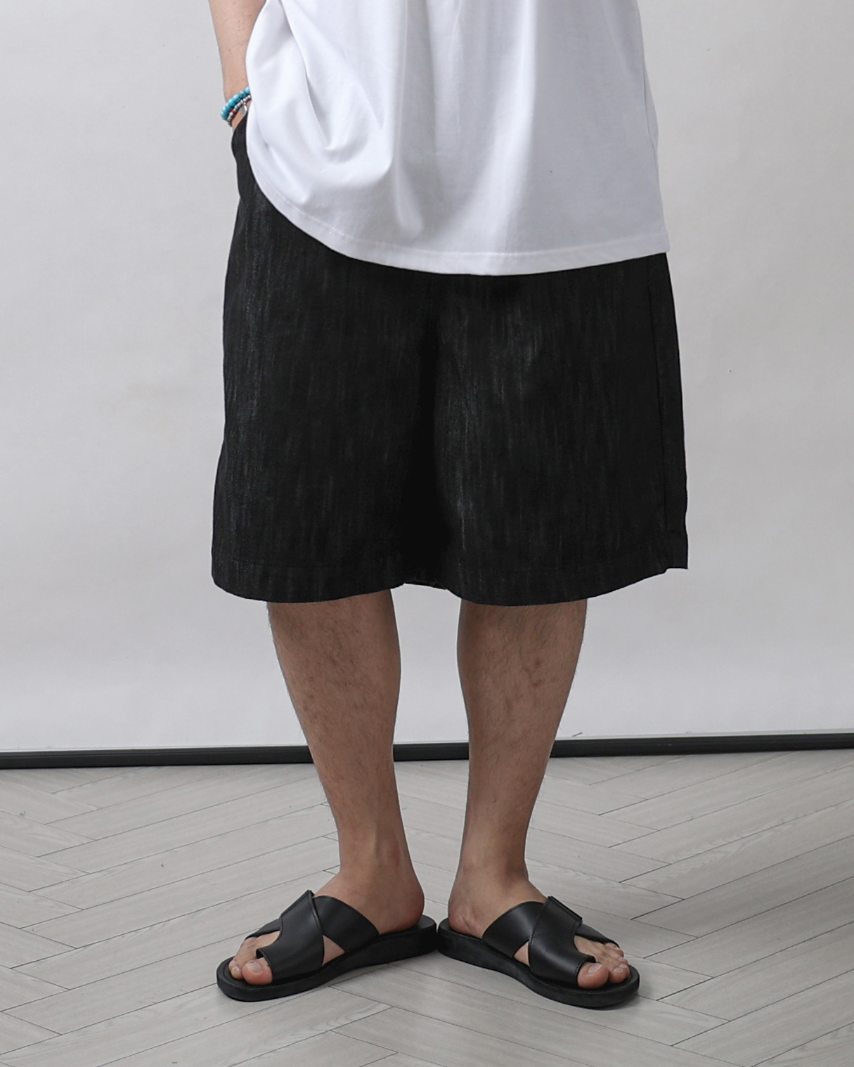 LUMOR Non-Fade Denim Bermuda Pants (Black Denim)