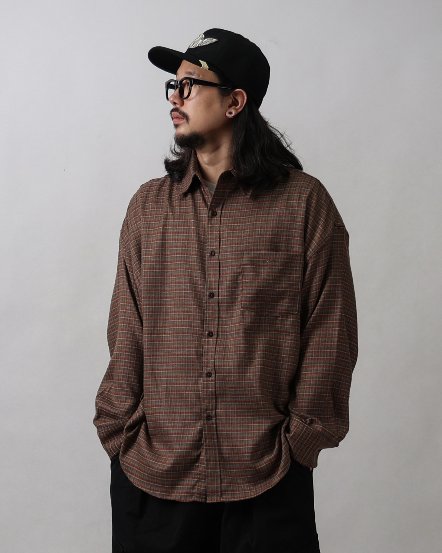 FITS 364 OLD Retro Check Over Shirts (Olive Charcoal/Brick)