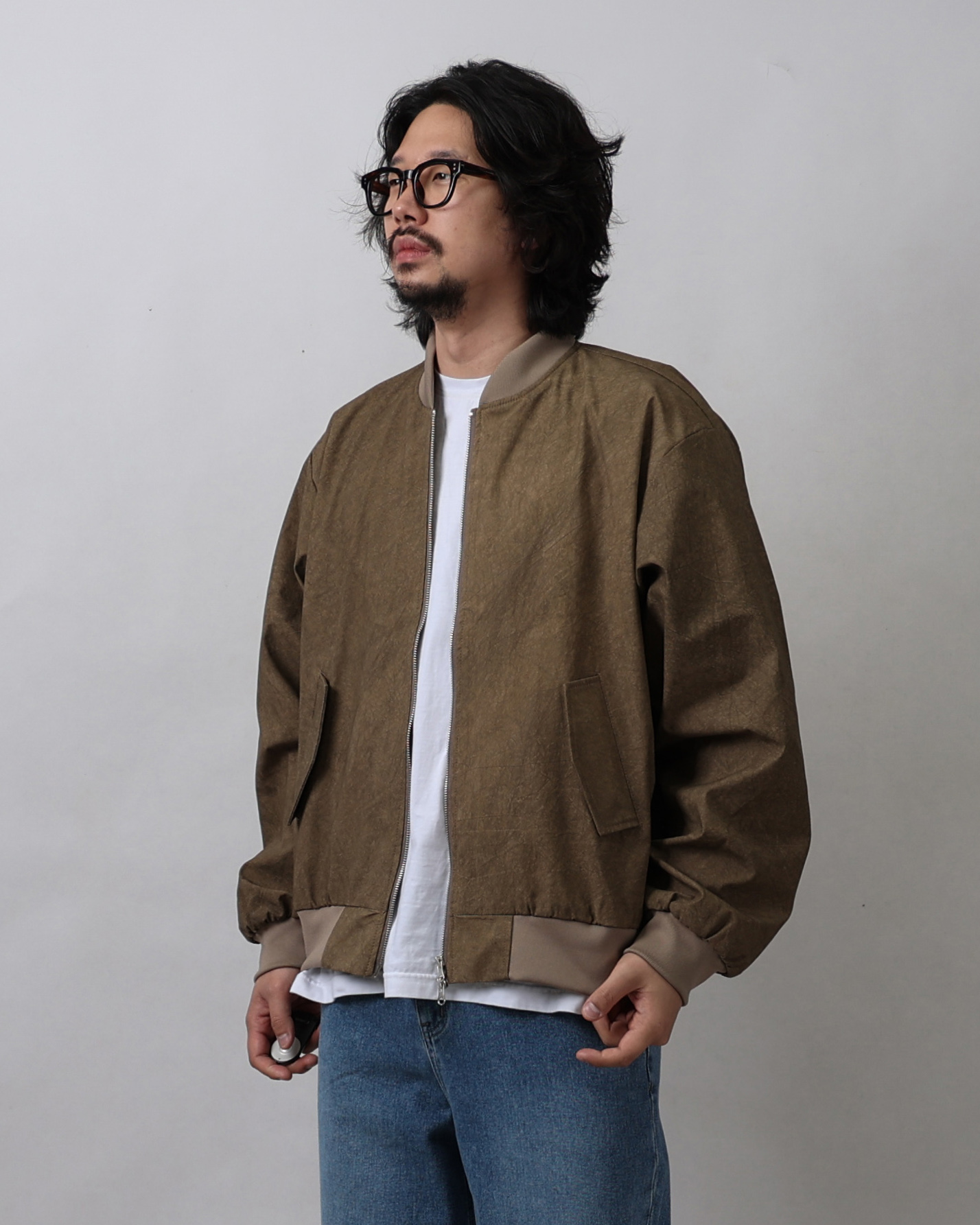 MONCE Paper Dying Over MA-1 Blouson (Brown/Charcoal)