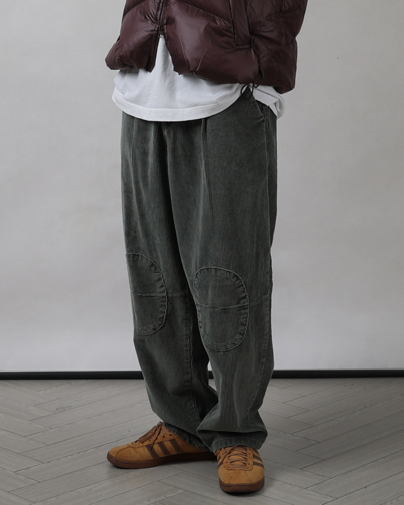 HIFIE PATCHED Corduroy Loose Washed Pants (Charcoal/Olive/Brown Beige)