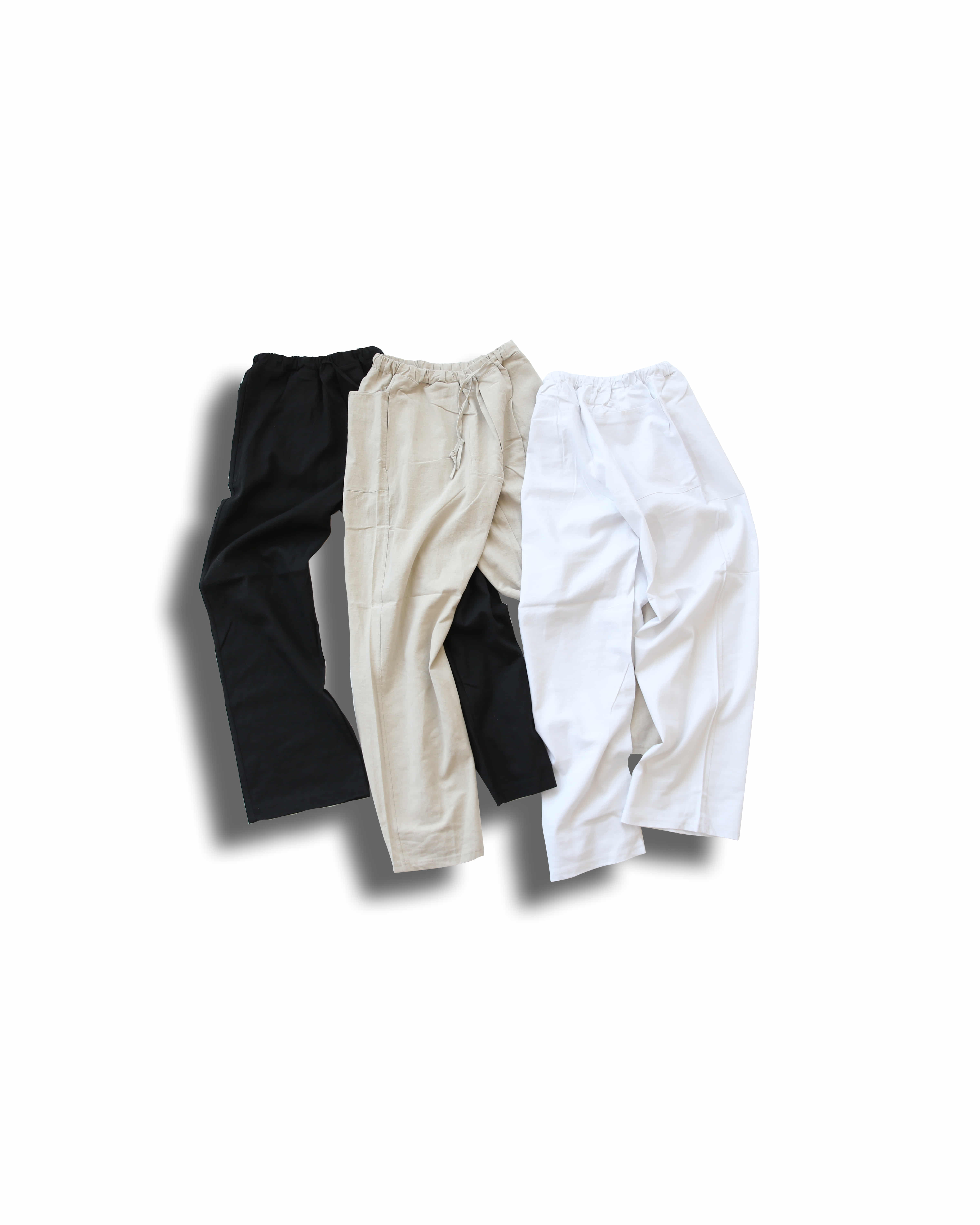 Daily Banding Linen Pants (Black/Oatmeal/White)