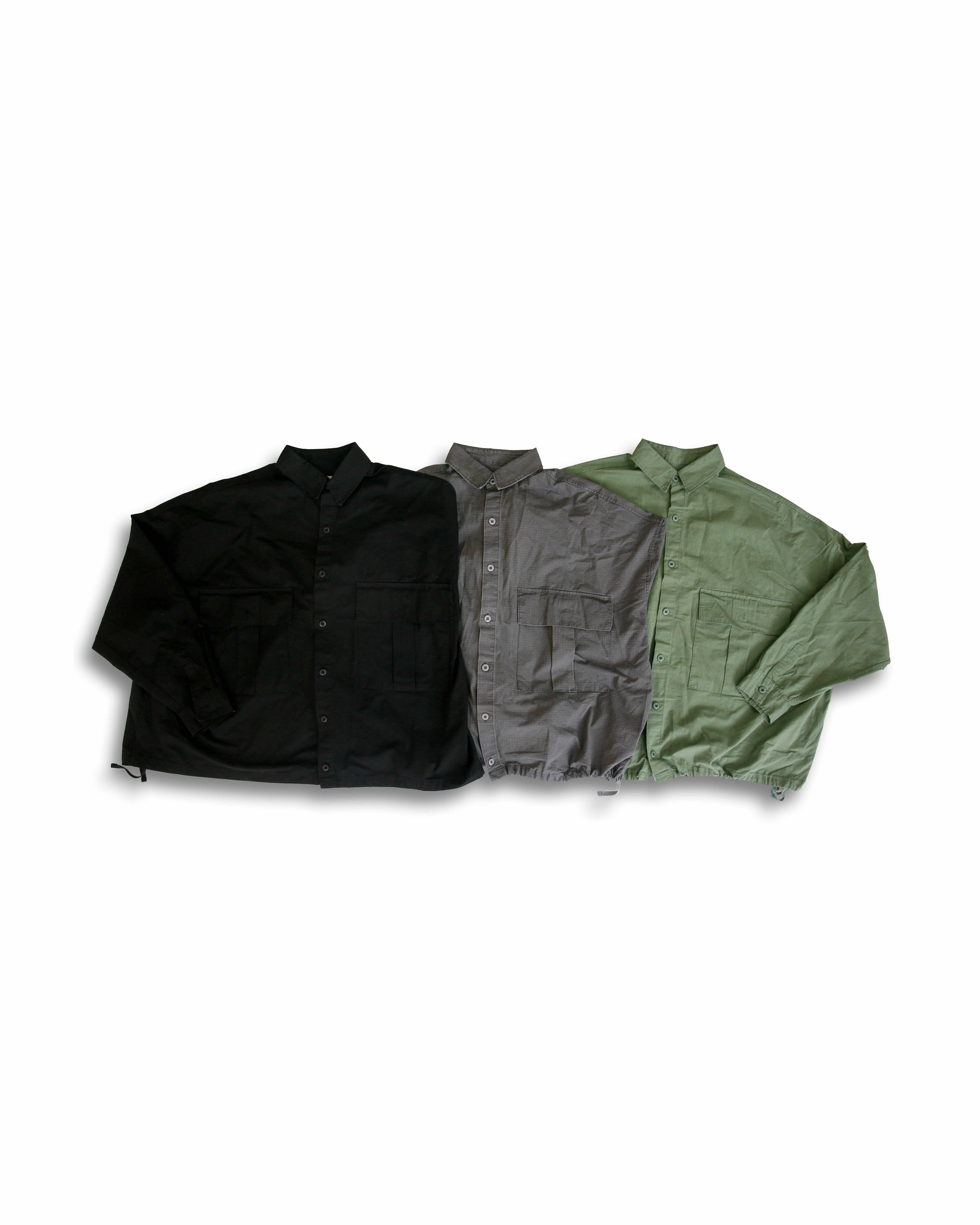 Military Pocket Shirts Jacket (Black/Khaki/Gray)