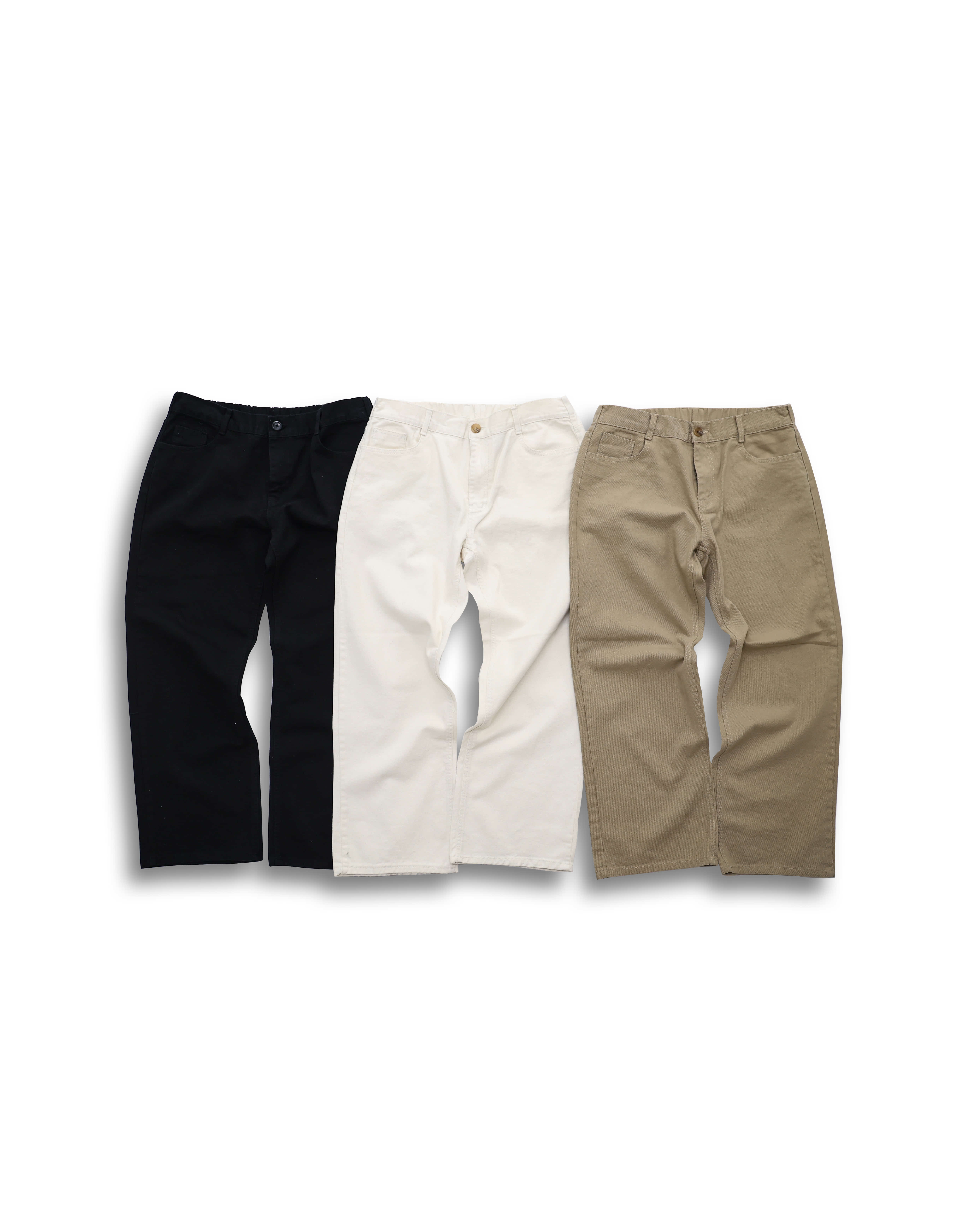 Wide Banding 5 Pocket Pants (Black/Beige/Cream)