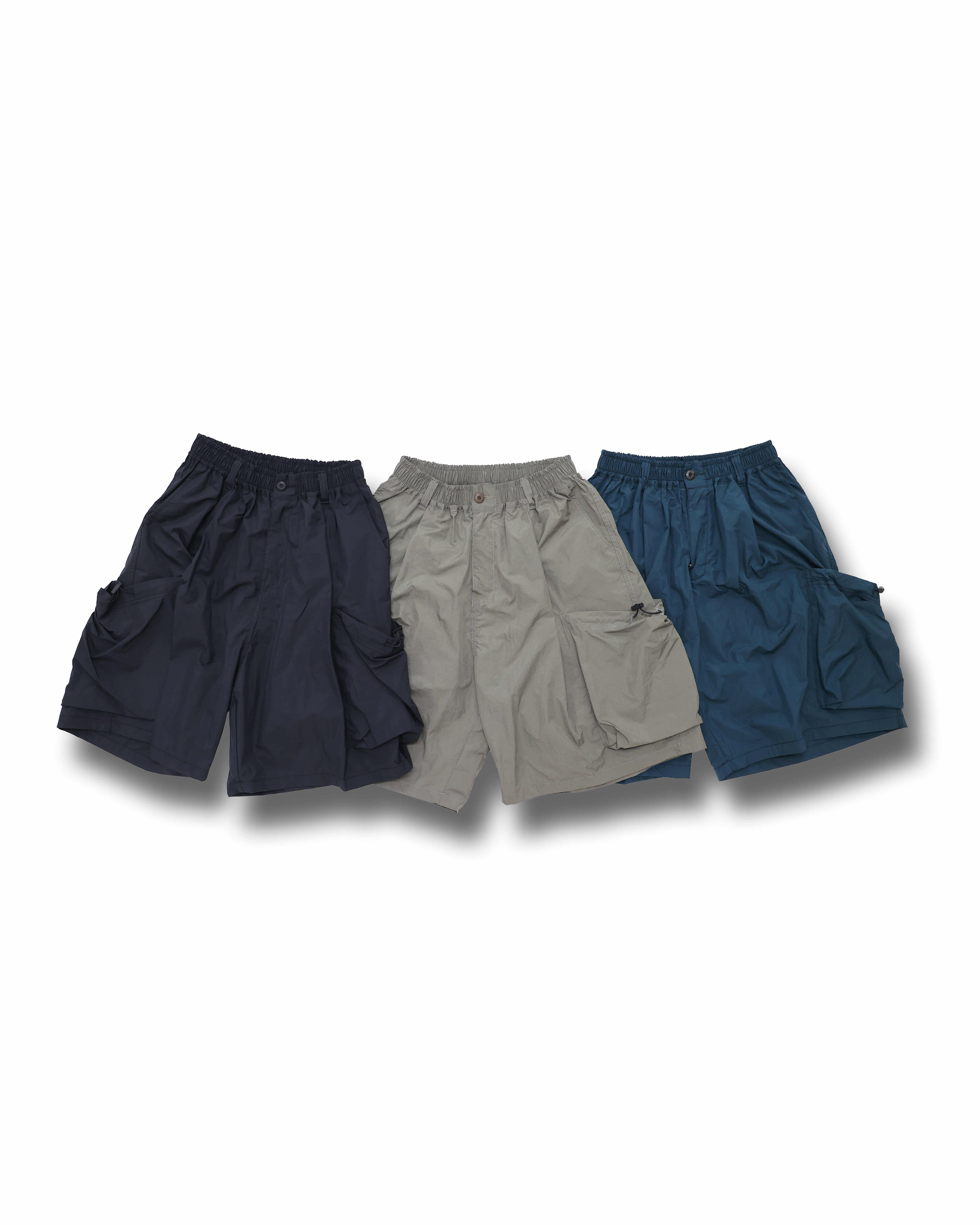 Big Side String Nylon Shorts (Black/Blue Green/Khaki)