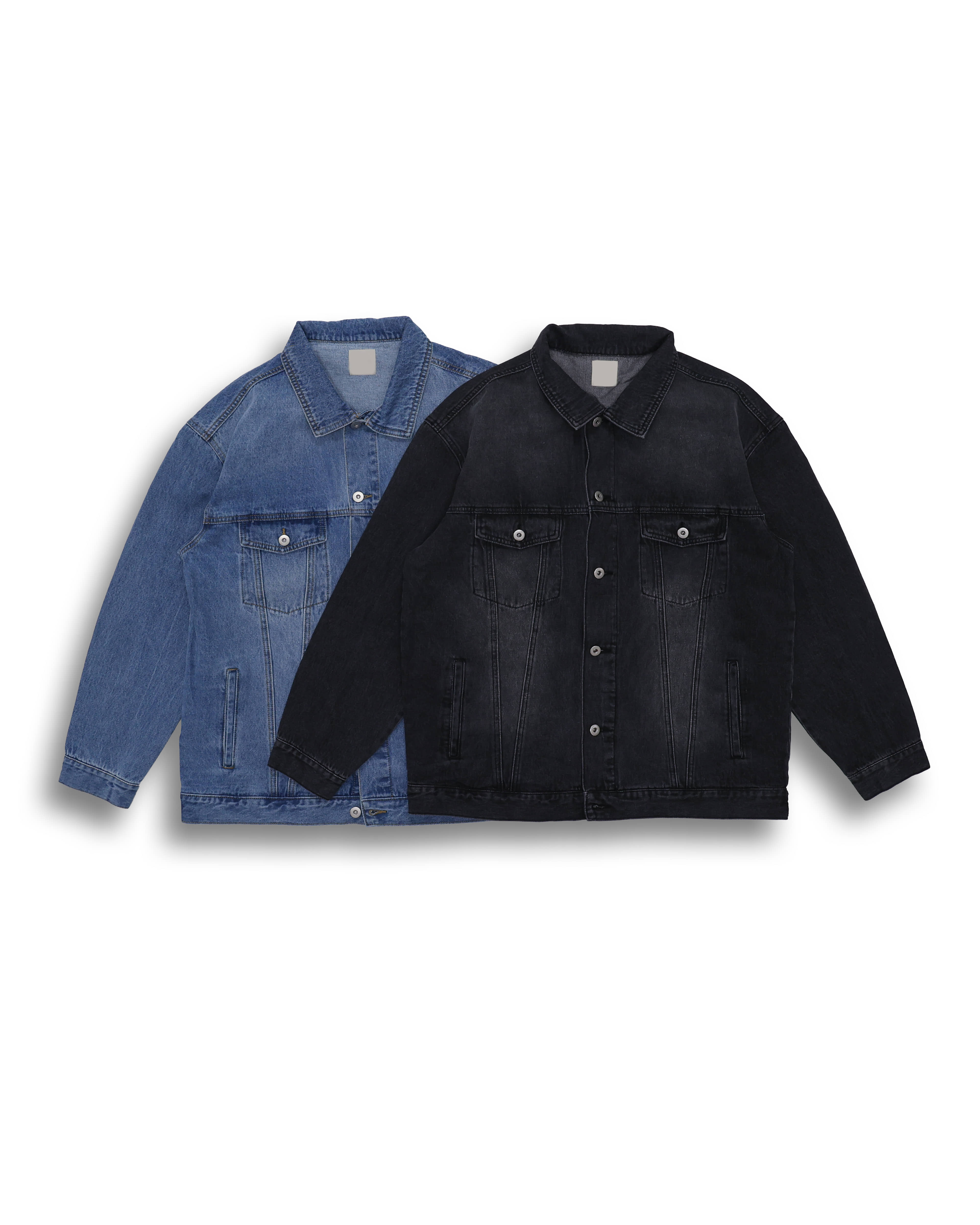 ORIGIN Washing Denim Work Jacket (Black Denim/Middle Blue)
