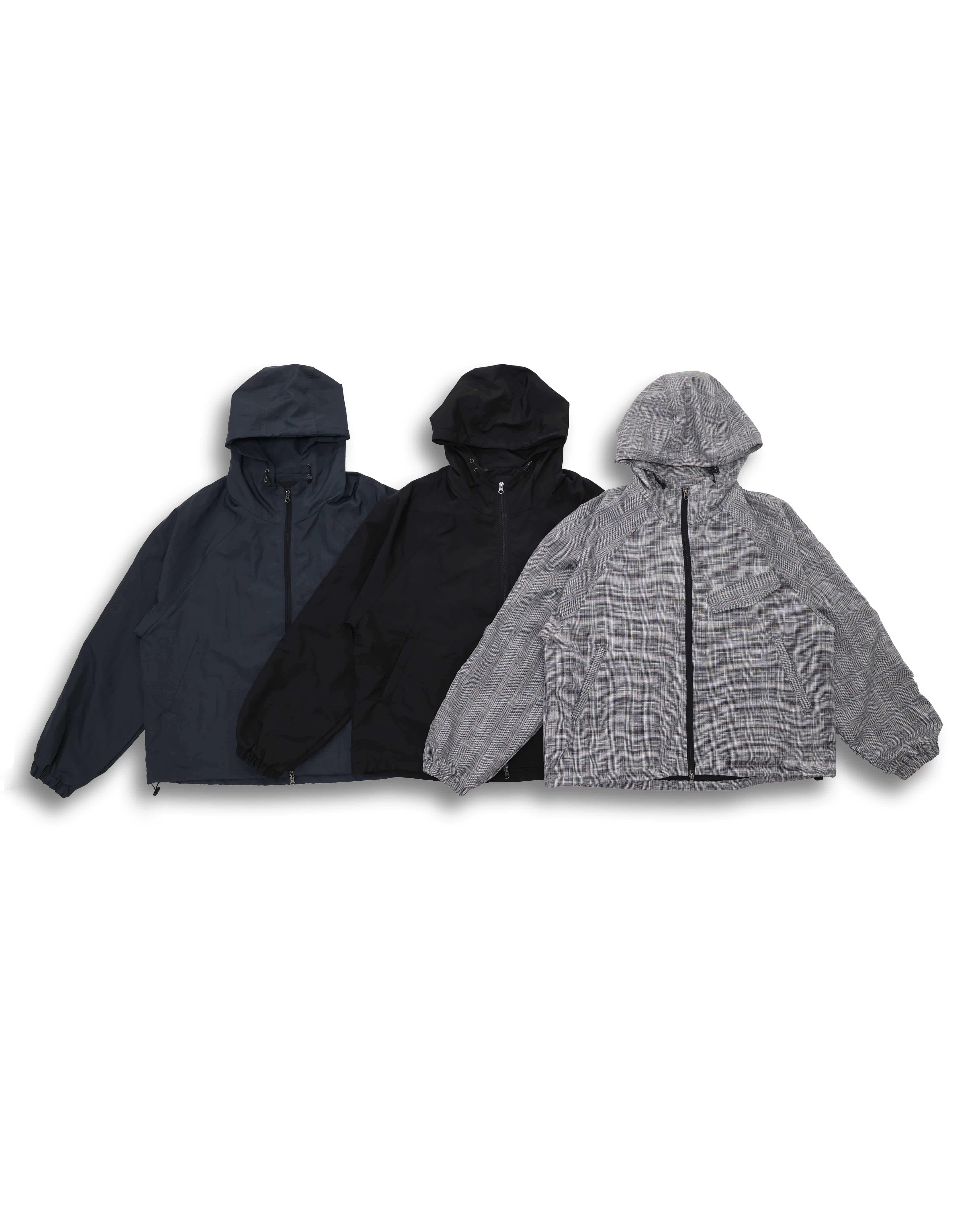 FITS Garments Hoodied Wind Jacket (Black/Navy/Check)