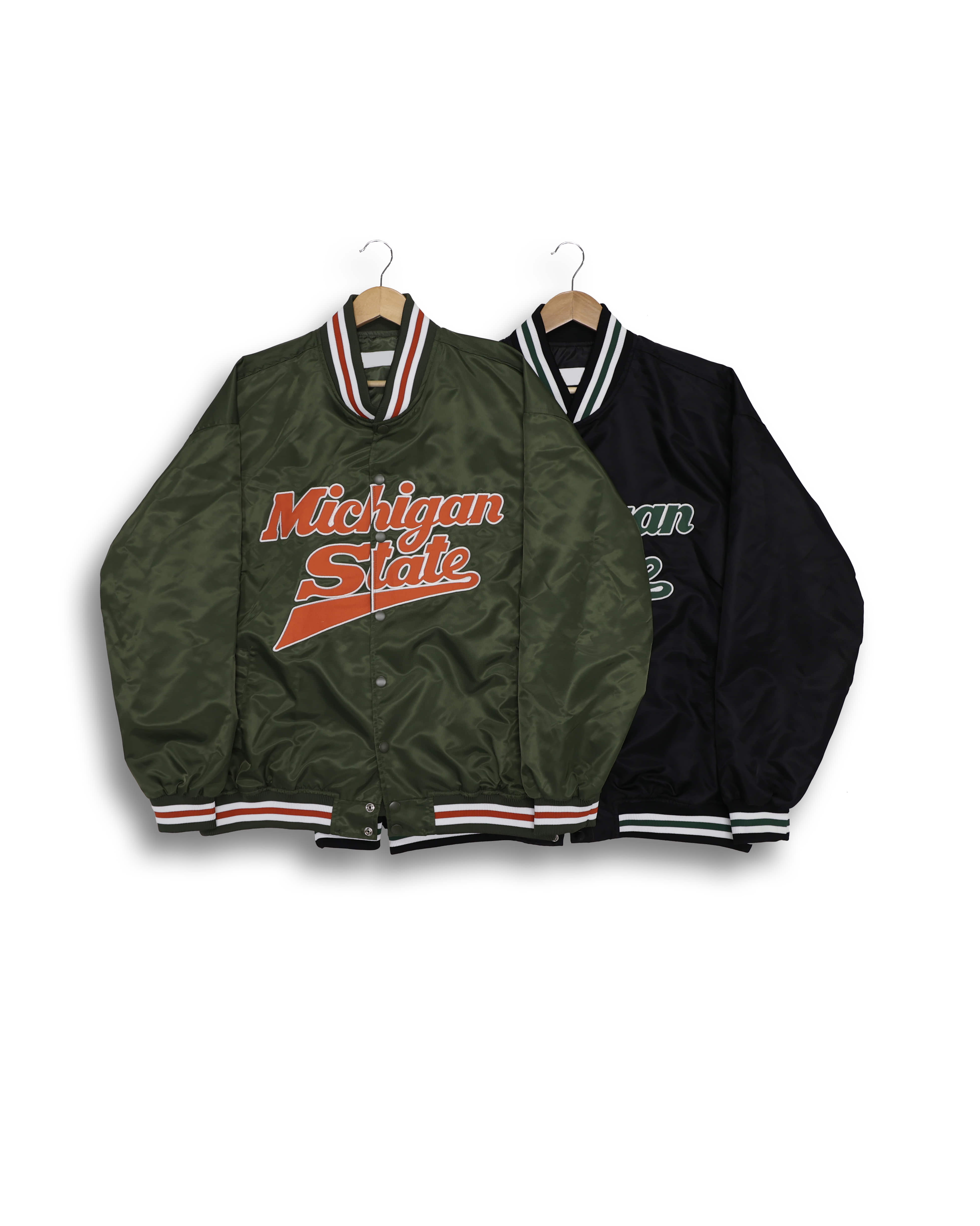 MICHIGAN STATE Maxi Varsity Jacket (Black/Khaki)