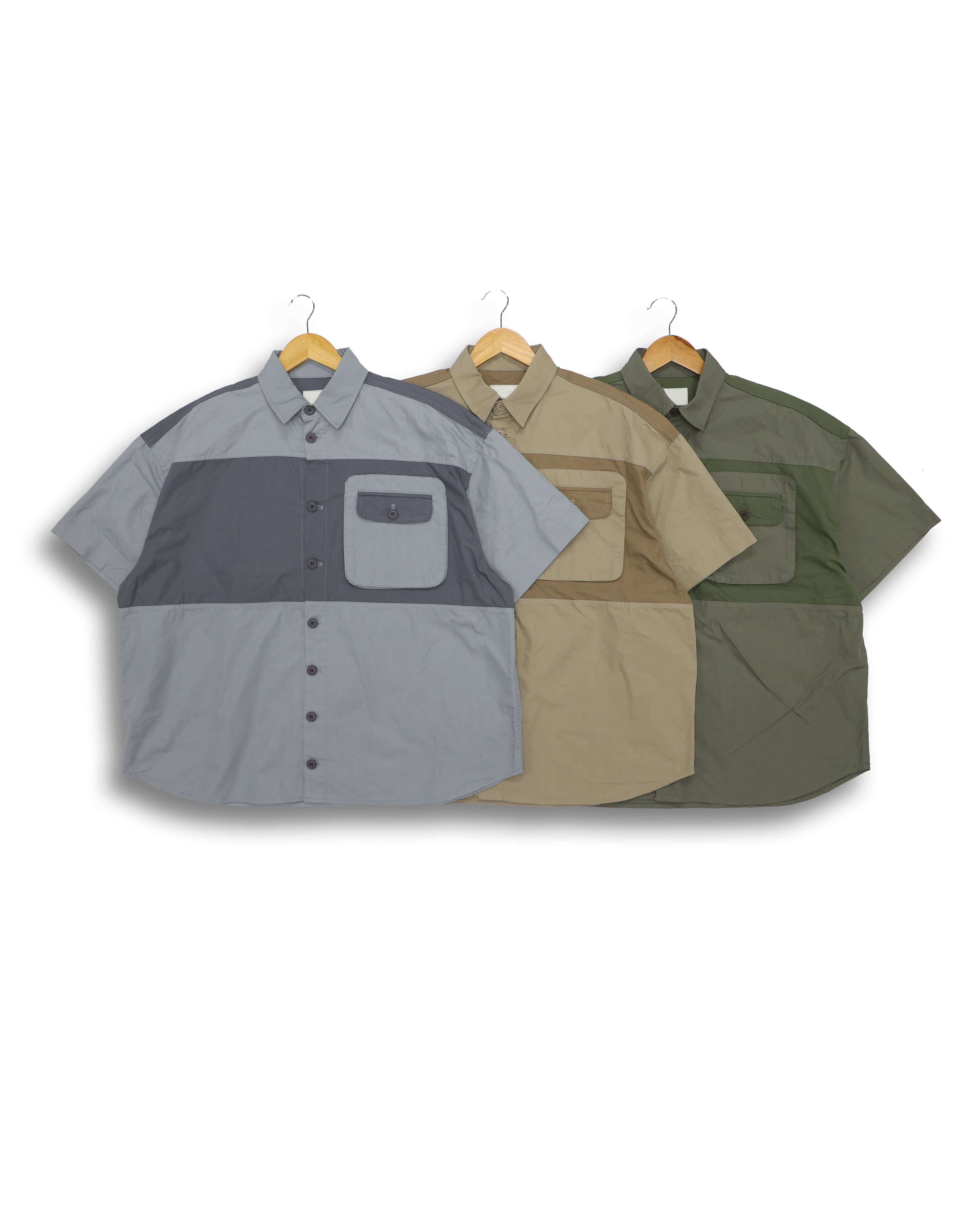 RARA Devide Amekaji Half Shirts (Khaki/Beige/Gray)