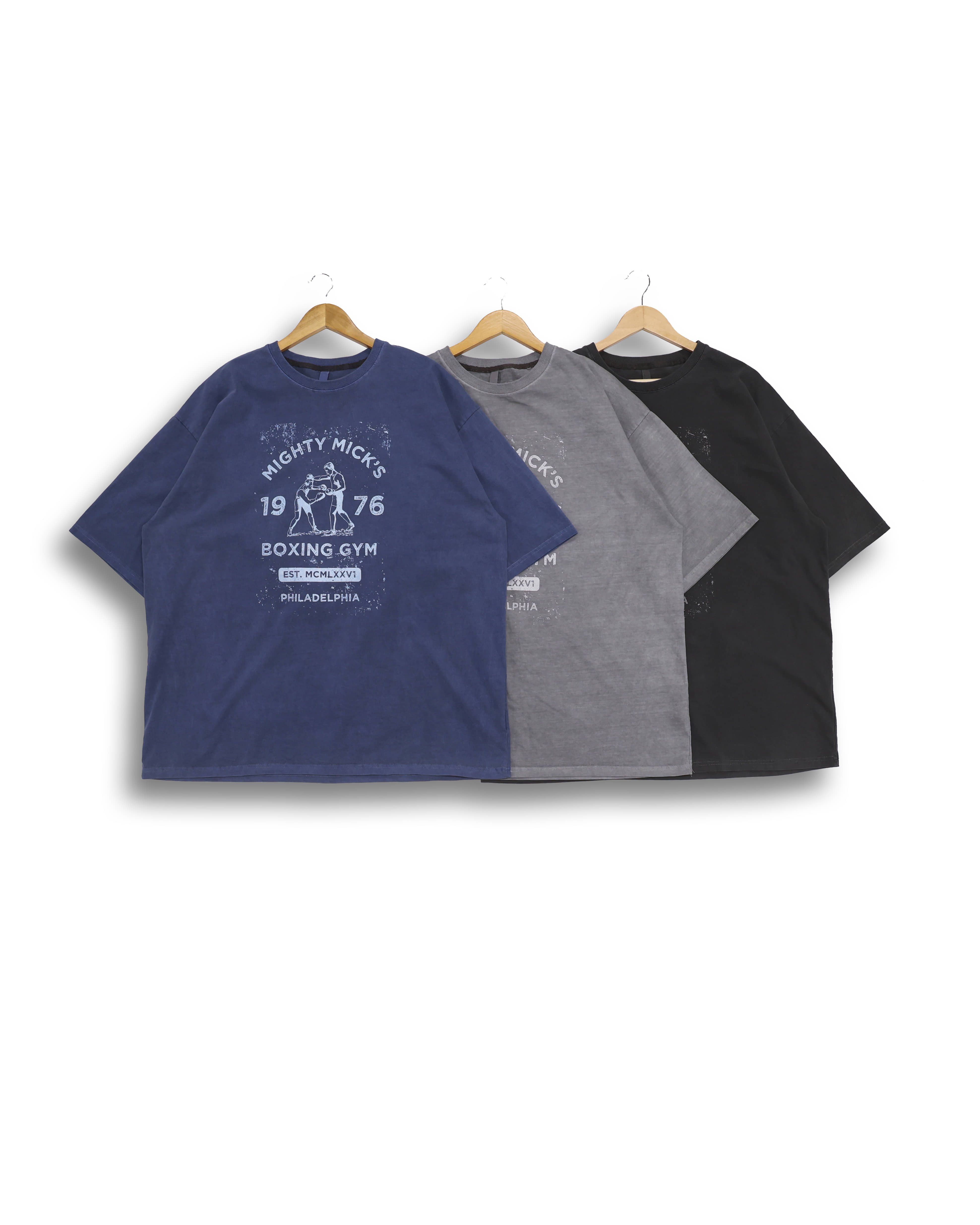MIGHTY Boxing Gym Pigments T Shirts (Charcoal/Navy/Gray)