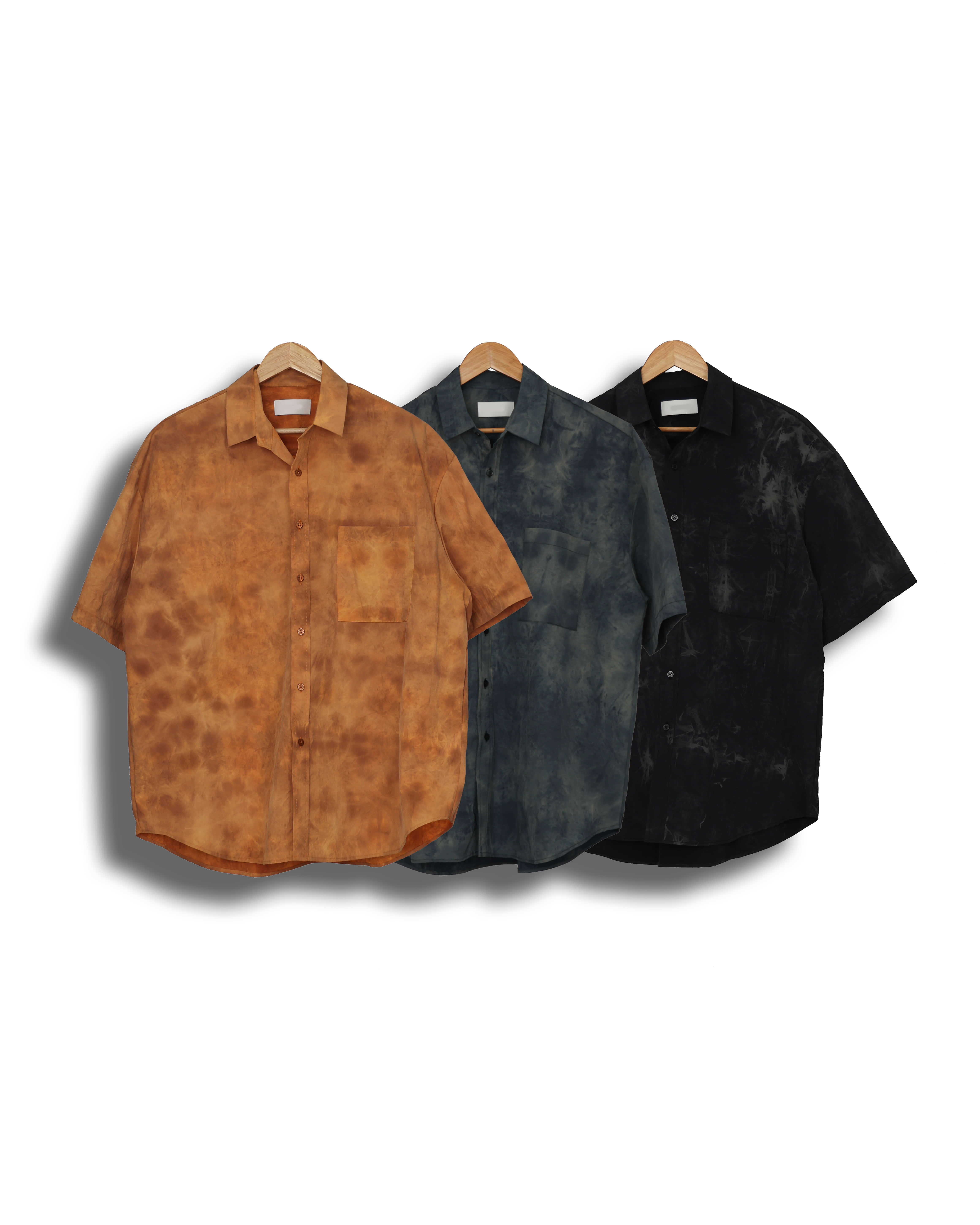 NTON Tye Dying Wide Half Shirts (Black/Navy/Orange)