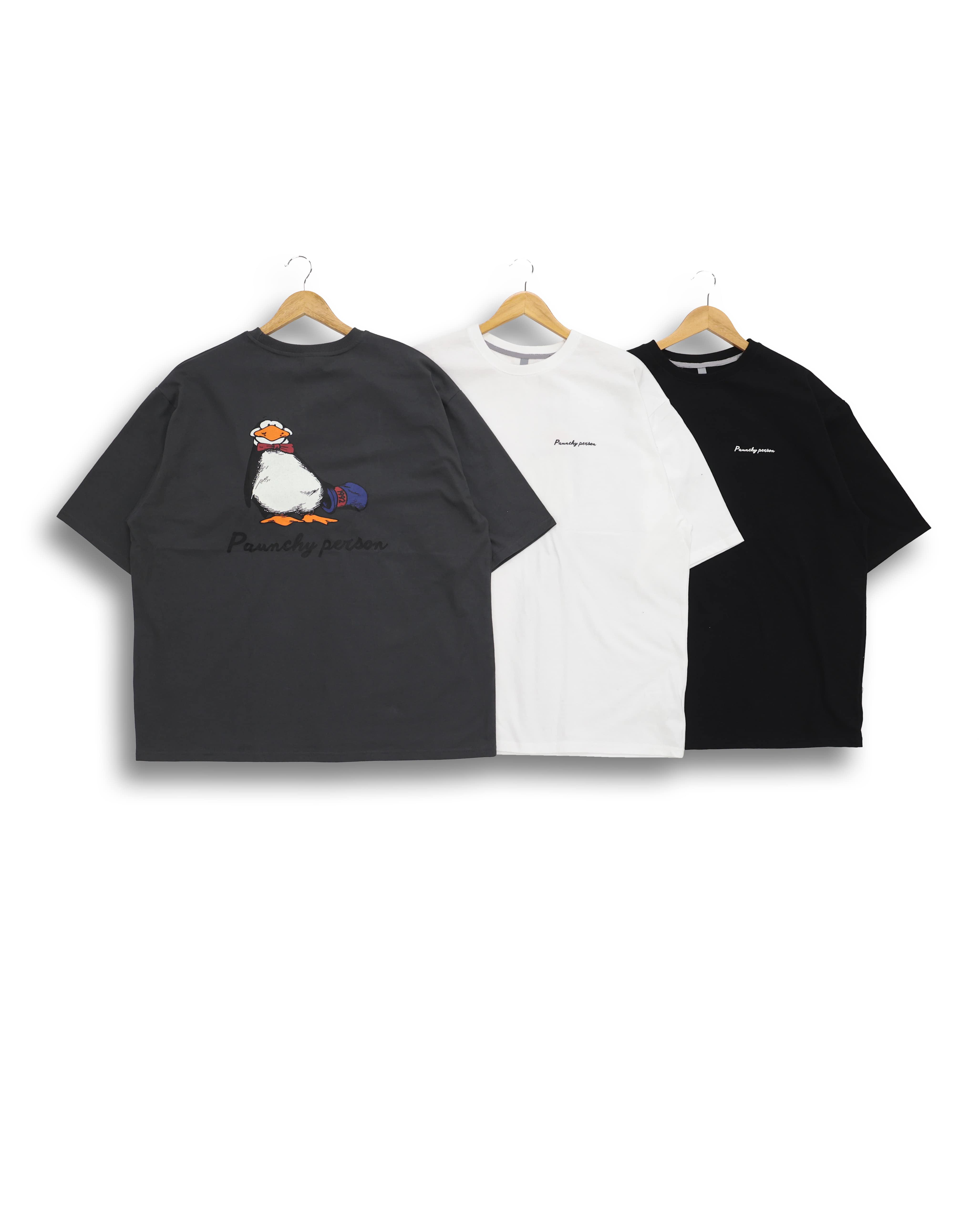 CON Oversized Big Penguin T Shirts (Black/Charcoal/White)