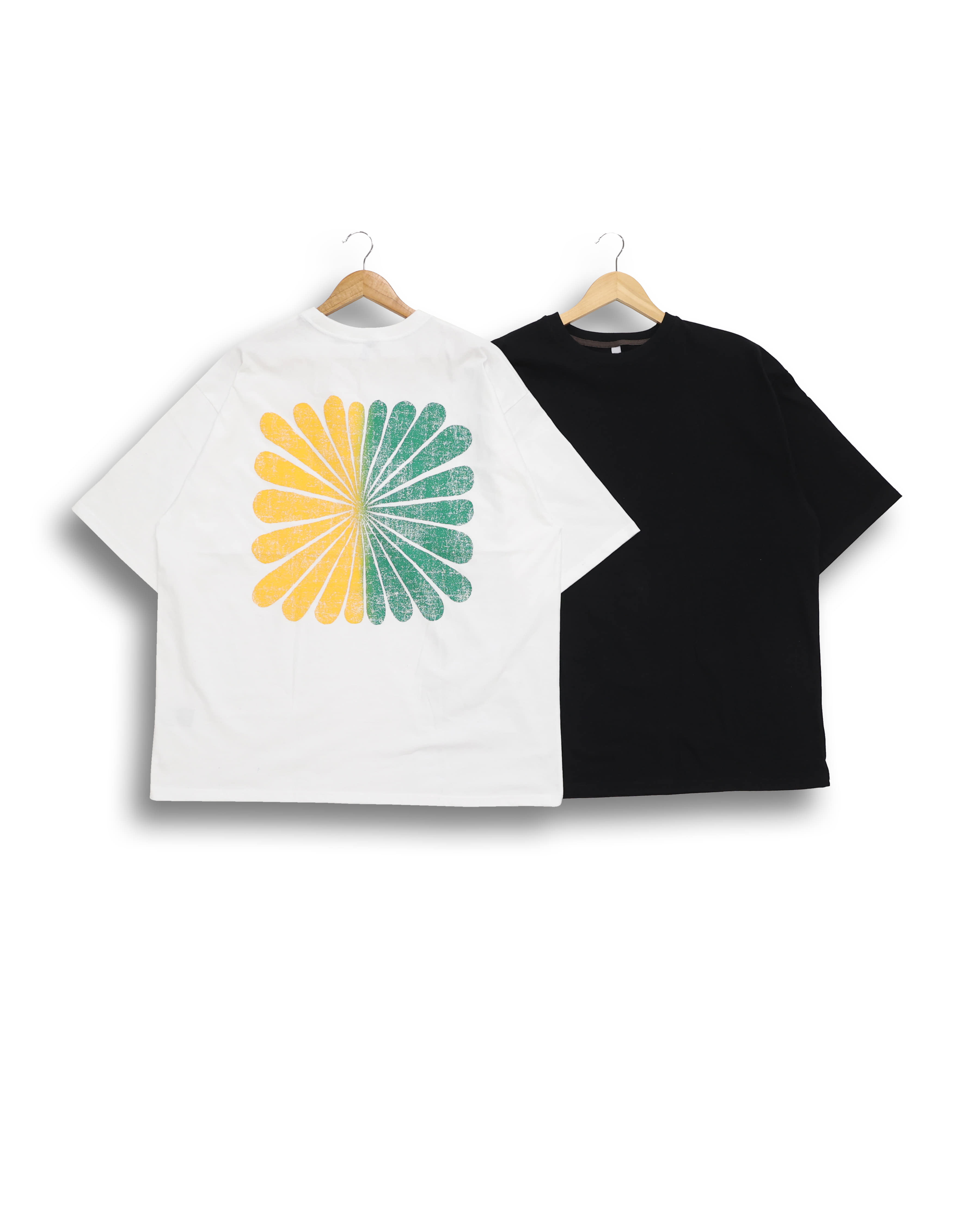 OTHER Two Tone Flower T Shirts (Black/White)