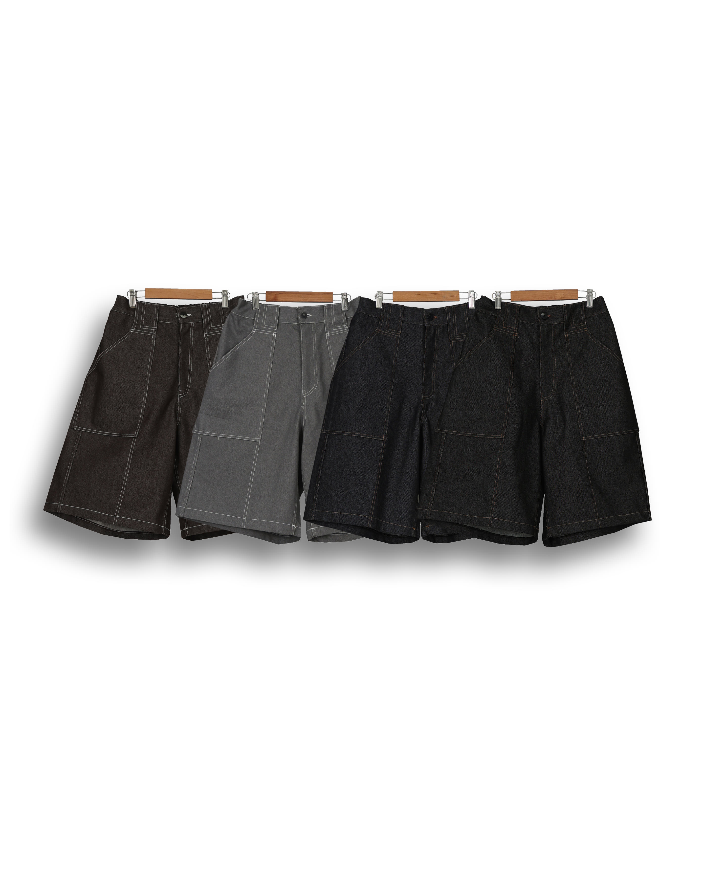 FREAK Stitch Line Bermuda Denim Pants (Black/Navy/Brown/Gray)