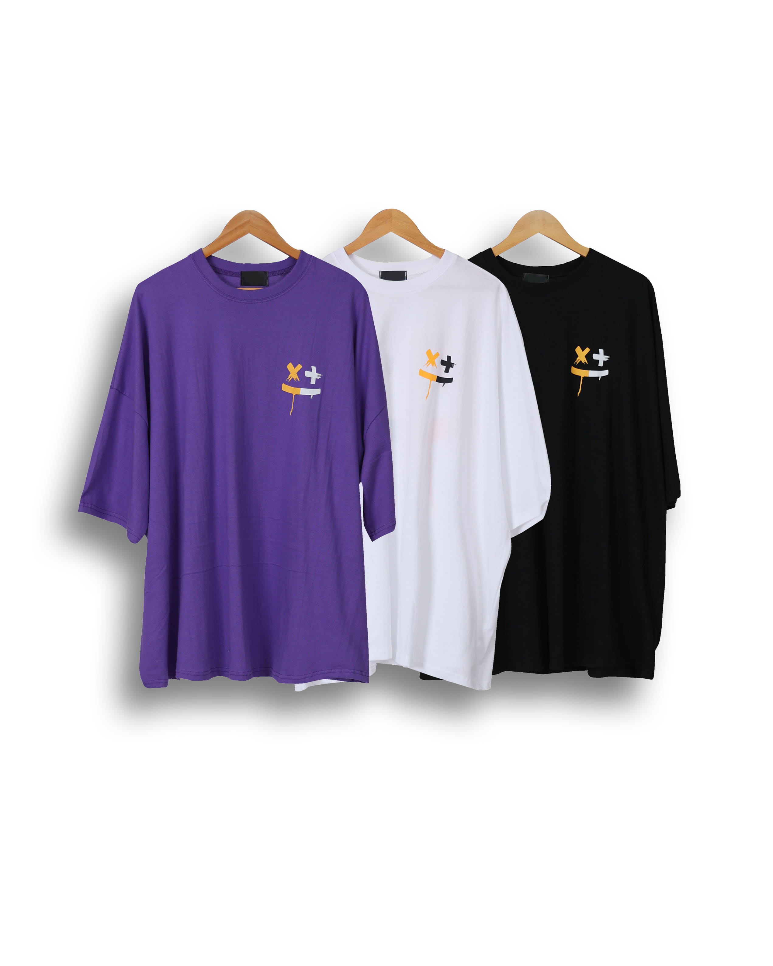 TAKE Color Multi Print Smile T Shirts (Black/Purple/White)