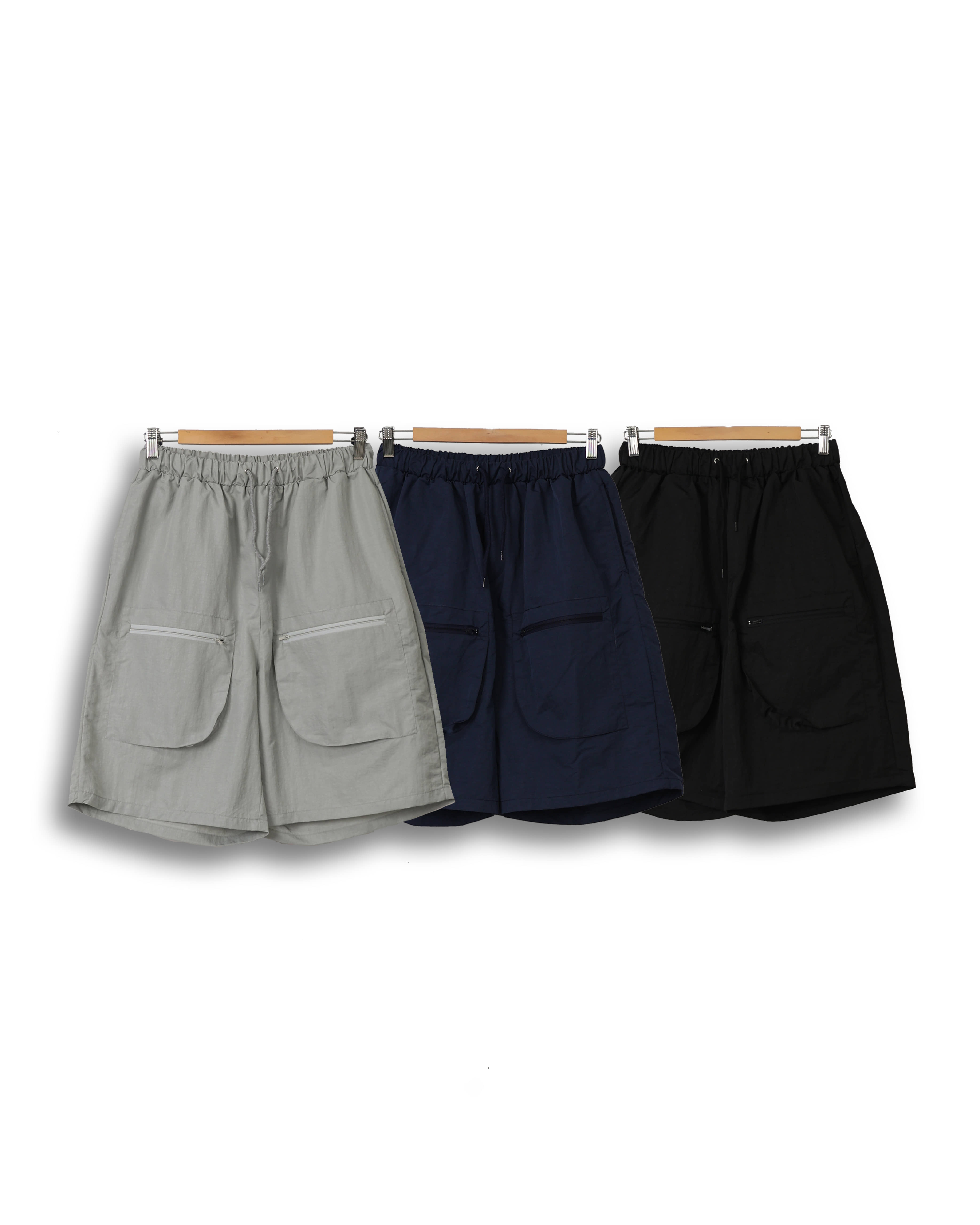 RON ZIP Pocket Nylon Bermuda Pants (Black/Navy/Gray)