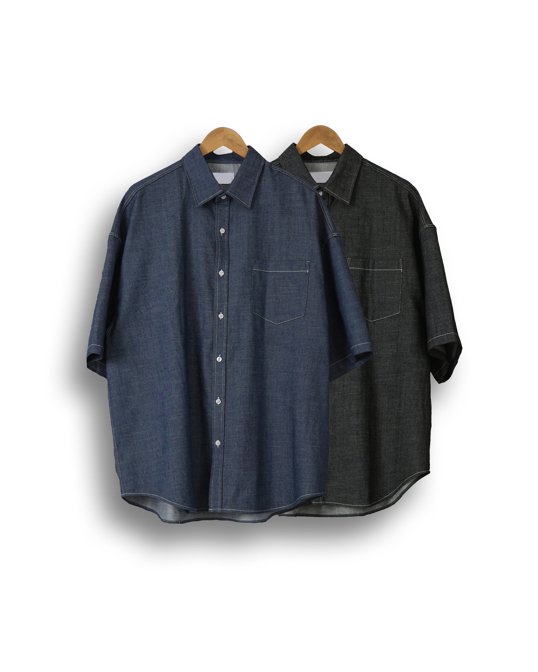 FITS 353 Cool Maxi Denim Half Shirts (Black Denim/Blue Denim)