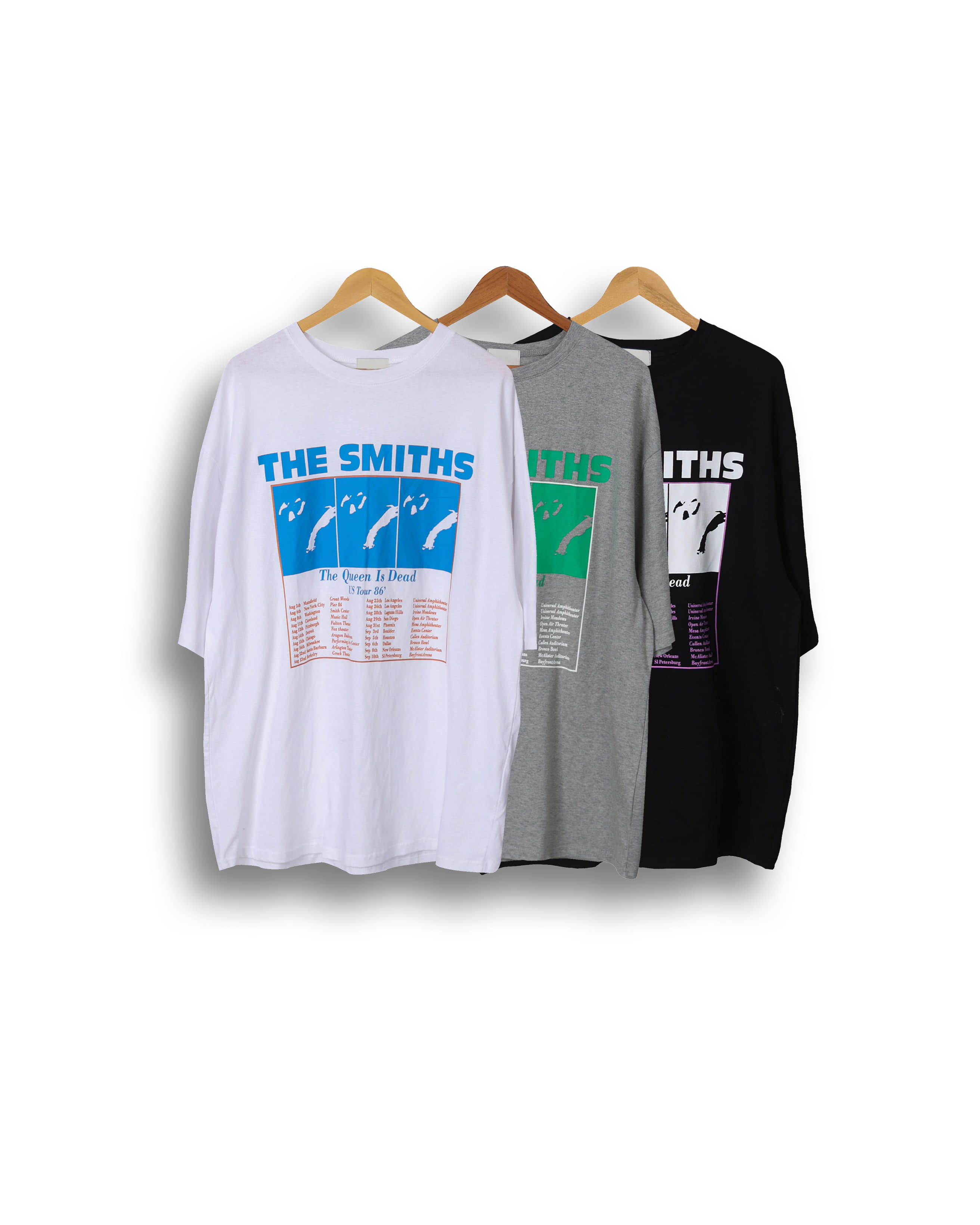 THE SMITHS Box Printed Loose T Shirts (Black/Gray/White)