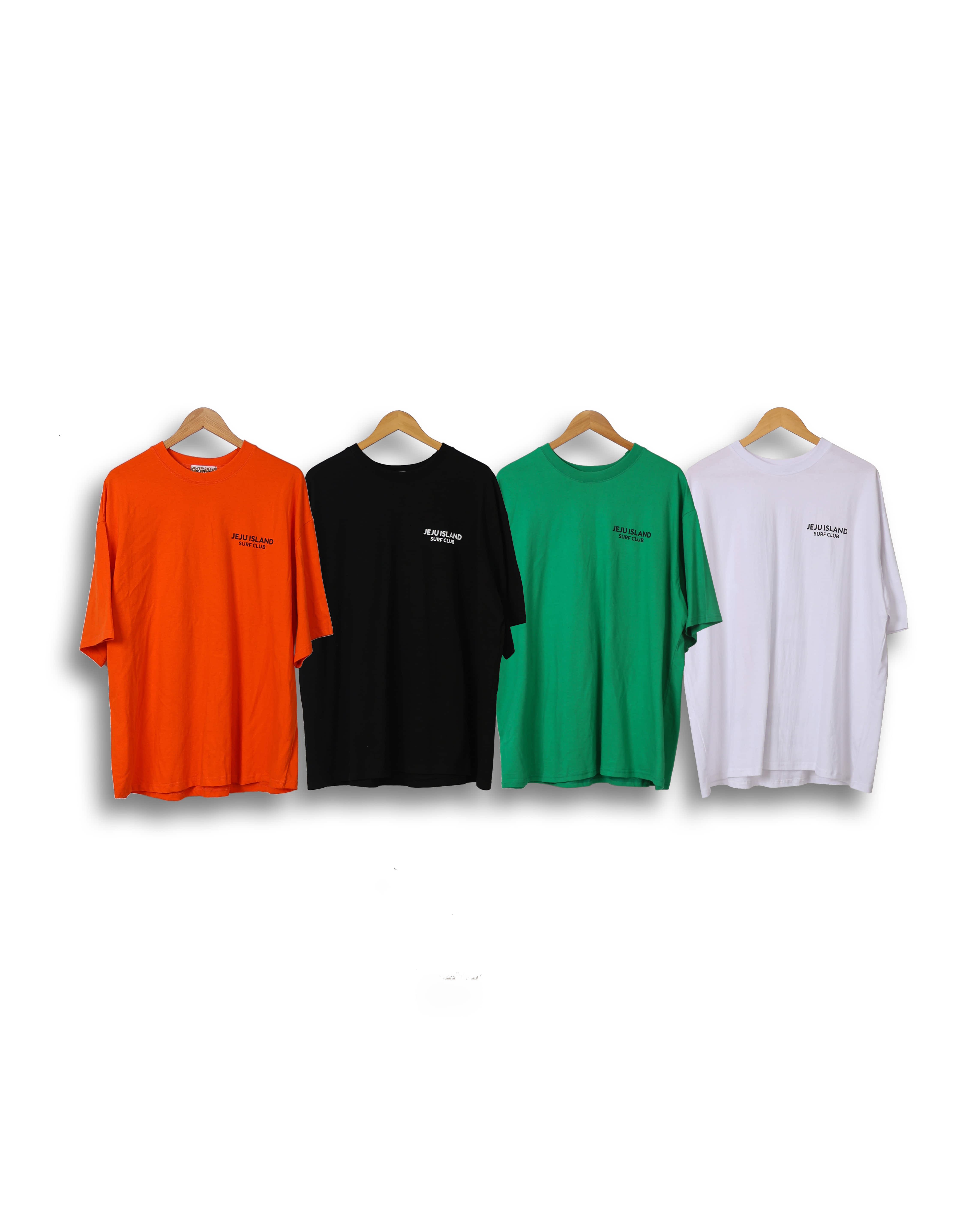 JEJU Surfing Printed Casual T Shirts (Black/Orange/Green/White)