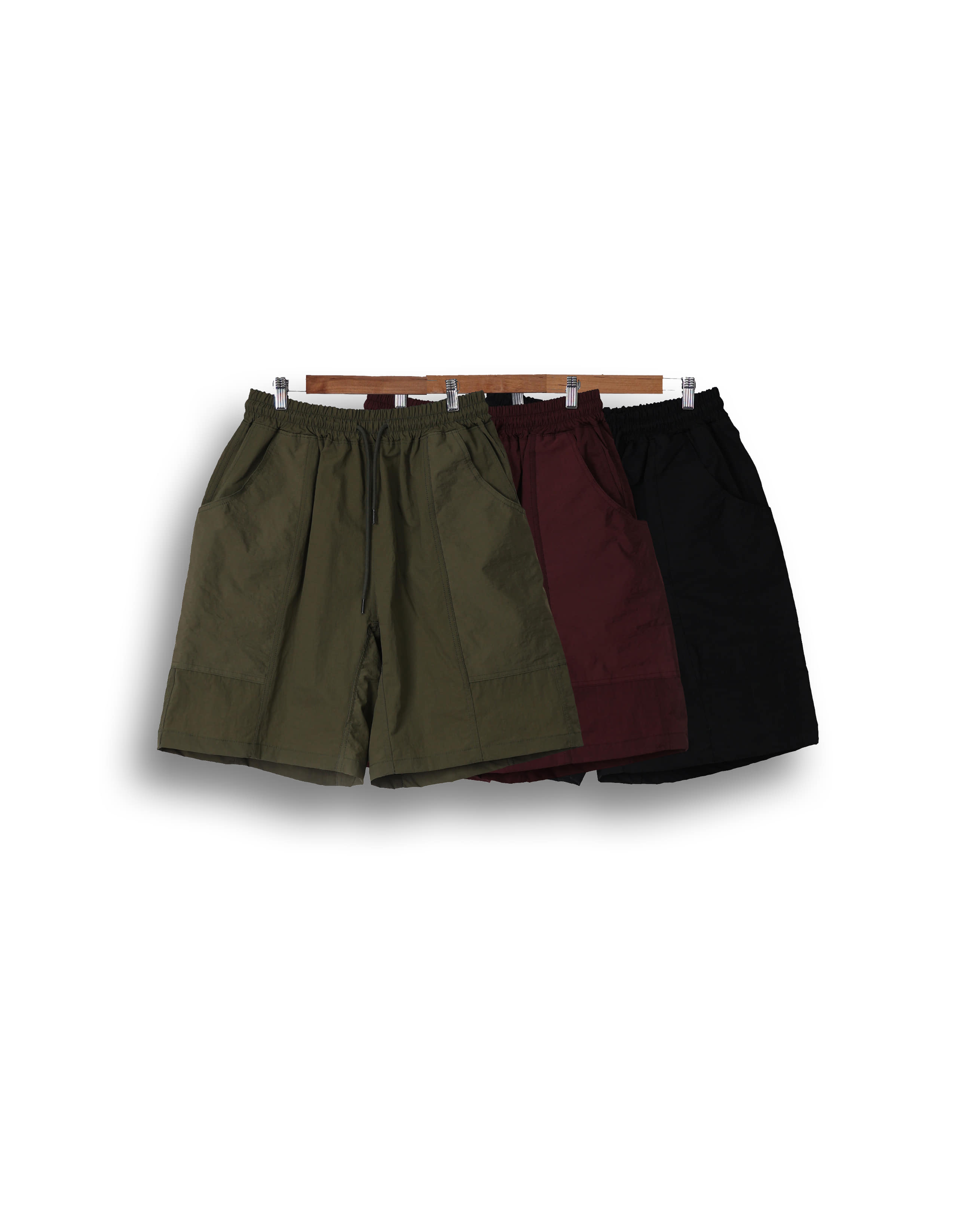 NEWOR Gusset Parted Nylon Shorts (Black/Wine/Khaki)