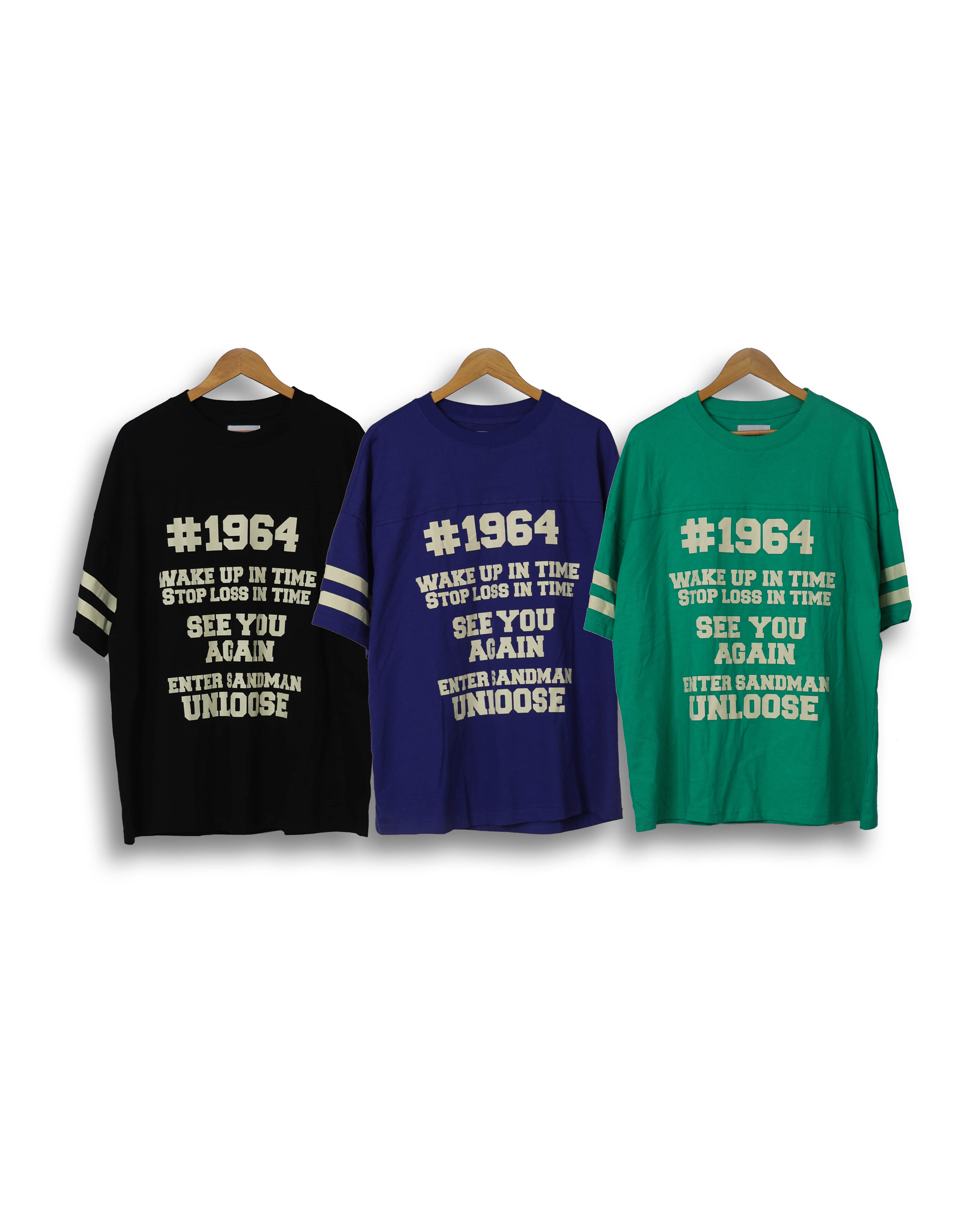 1964 Printed Casual Rugby Shirts (Black/Violet/Green)