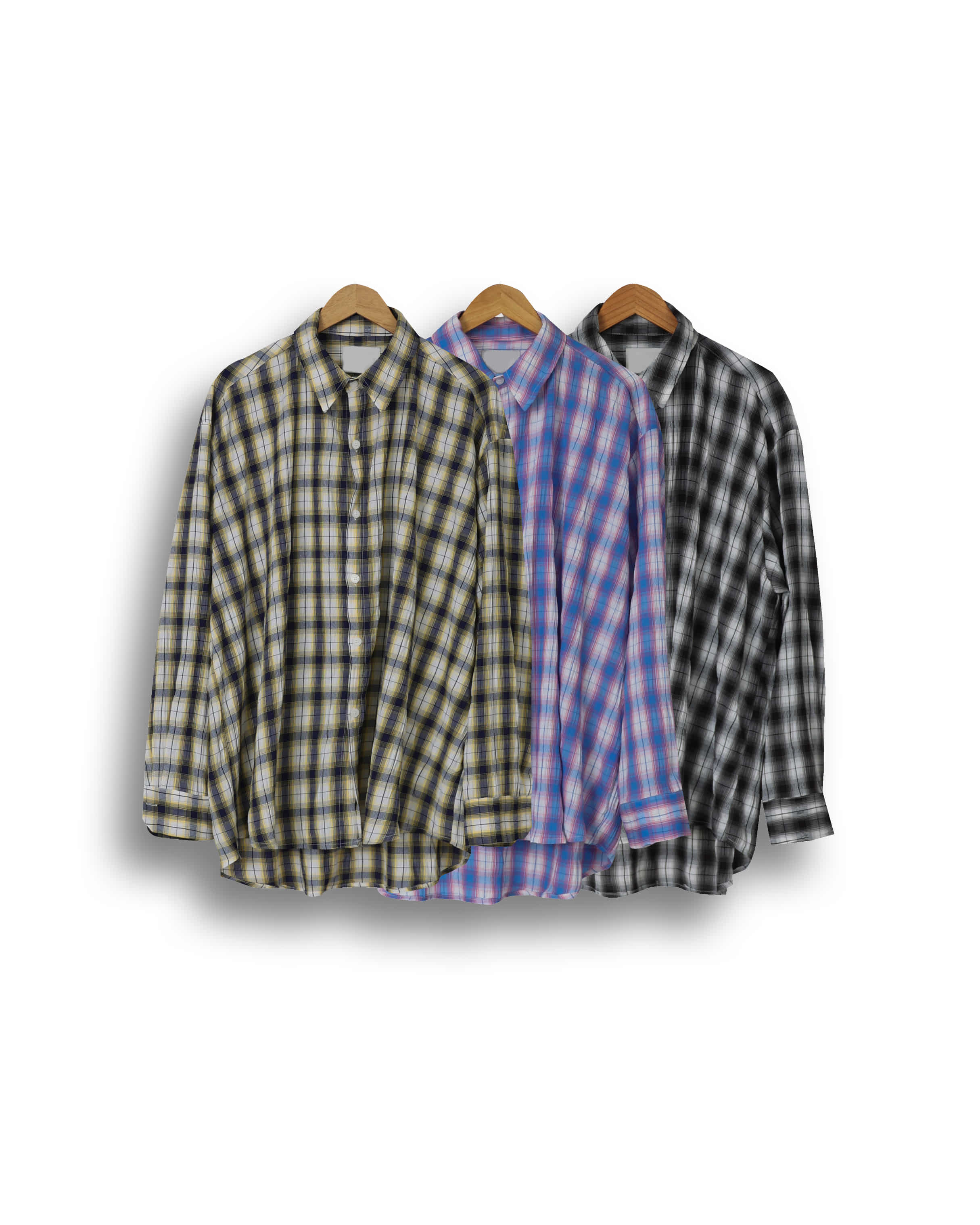 VOD Wave Oversized Check Shirts (Black/Pink/Yellow)