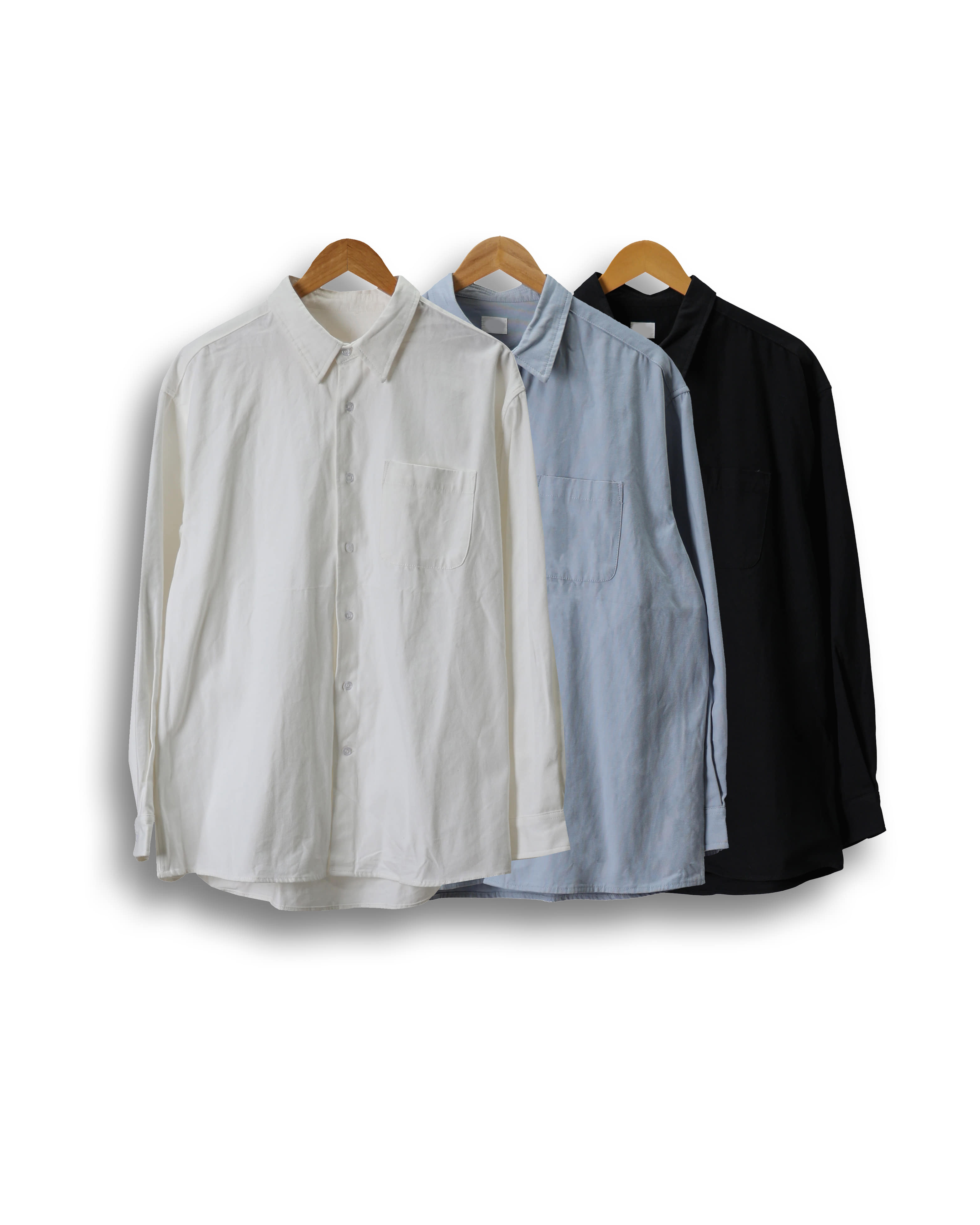 END Hard Cotton Oxford Overszied Shirts (Black/Sky Blue/White)