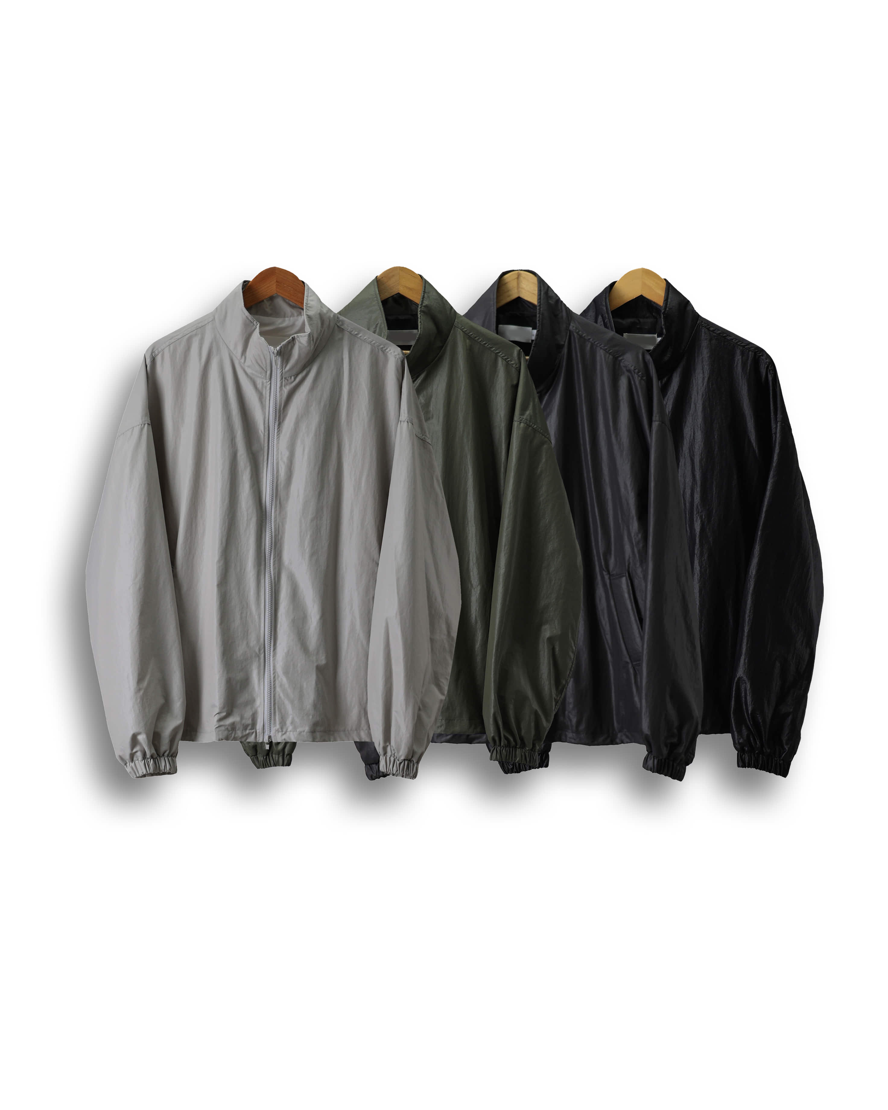 TIPS Glossy Crop Picnic Wind Jacket (Black/Charcoal/Khaki/Gray)