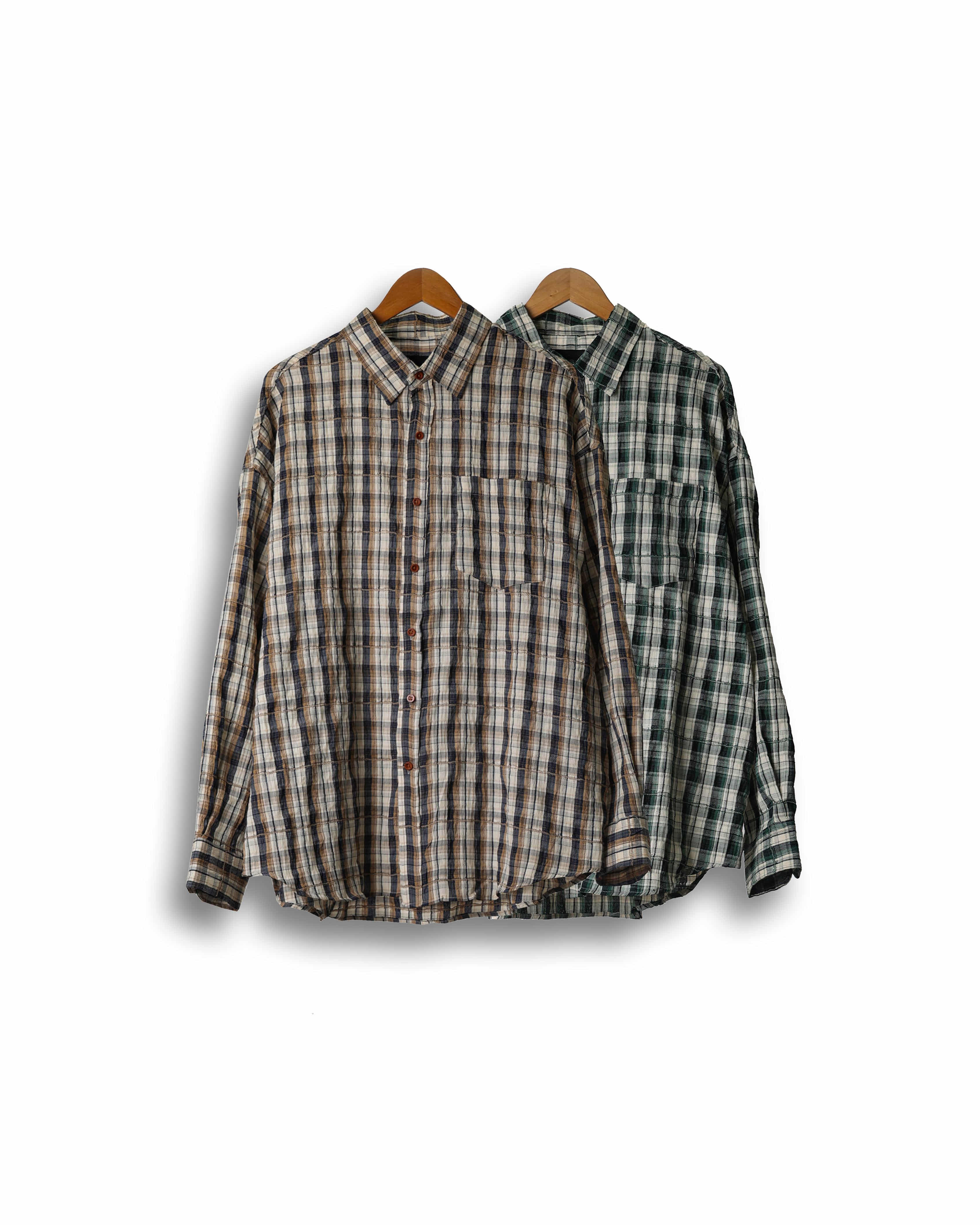FITS 358 SWALLO Vintage Check Shirts (Beige/Green)