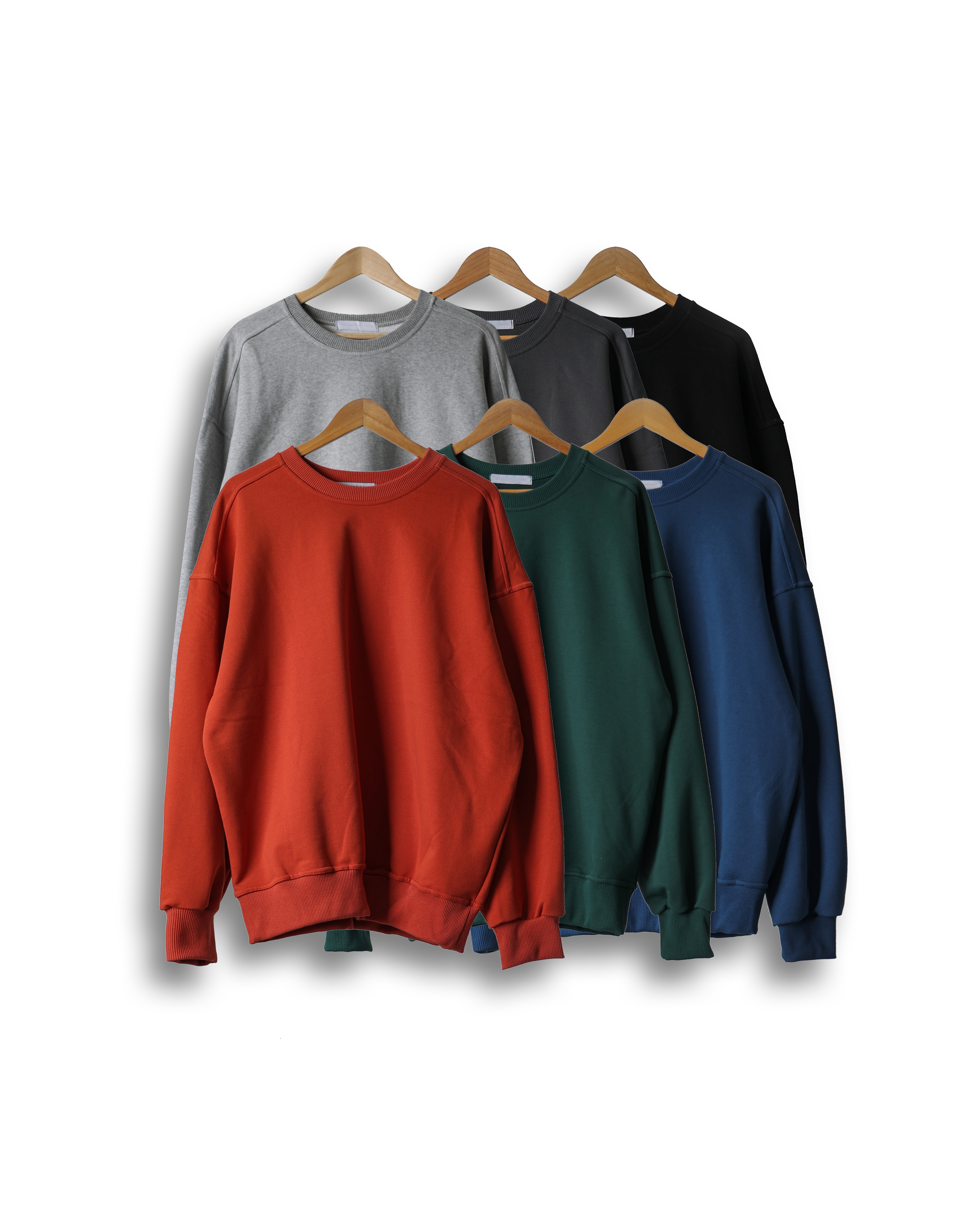 NEVER Detailing Ovesized Basic Sweat Shirts (Black/Charcoal/Gray/Blue/Green/Carrot) - 3차 리오더 (3/23 배송예정)