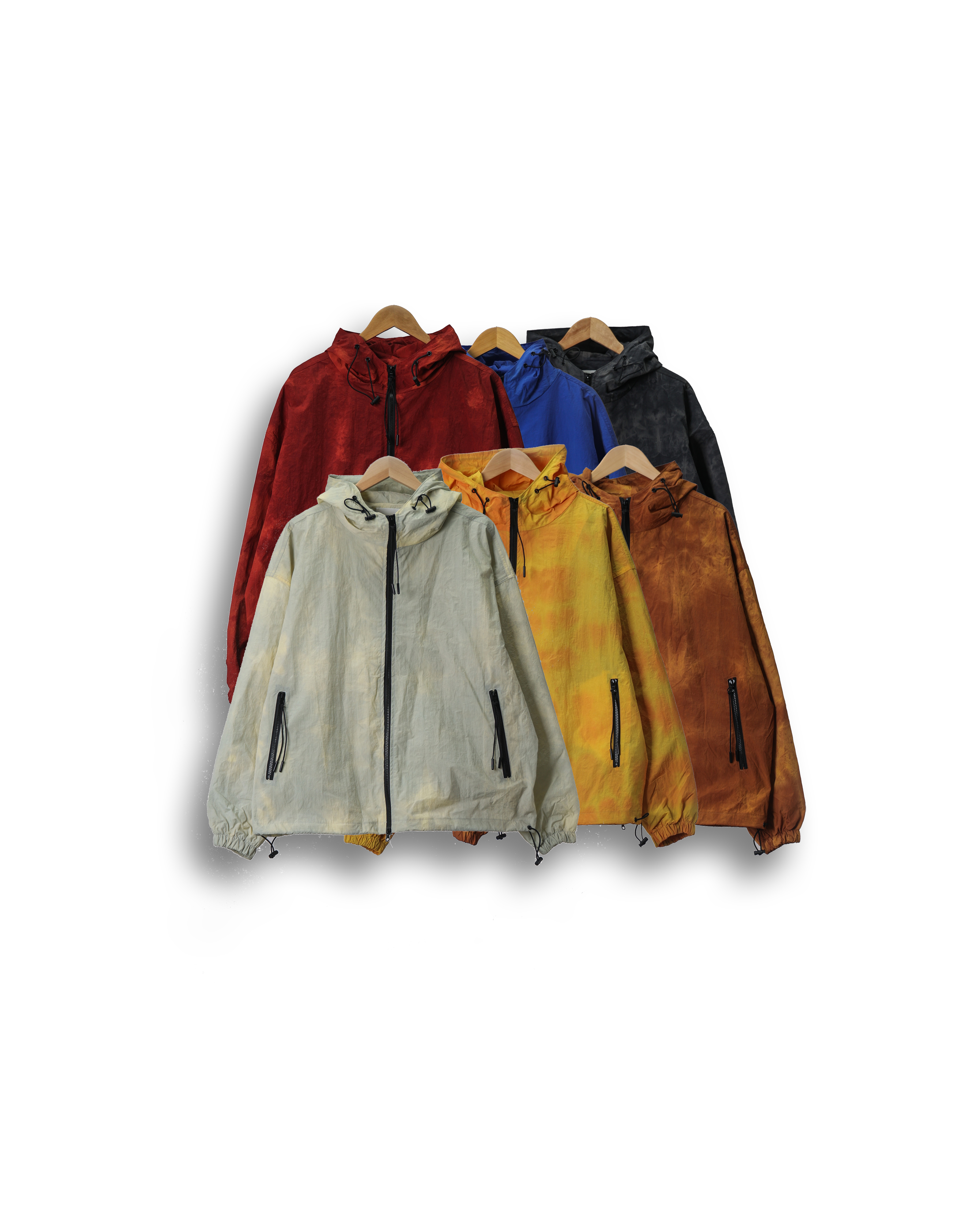 CLEAR Wrinkle Washing Wind Jacket (Black/Orange/Gray/L.Orange/Red/Blue)