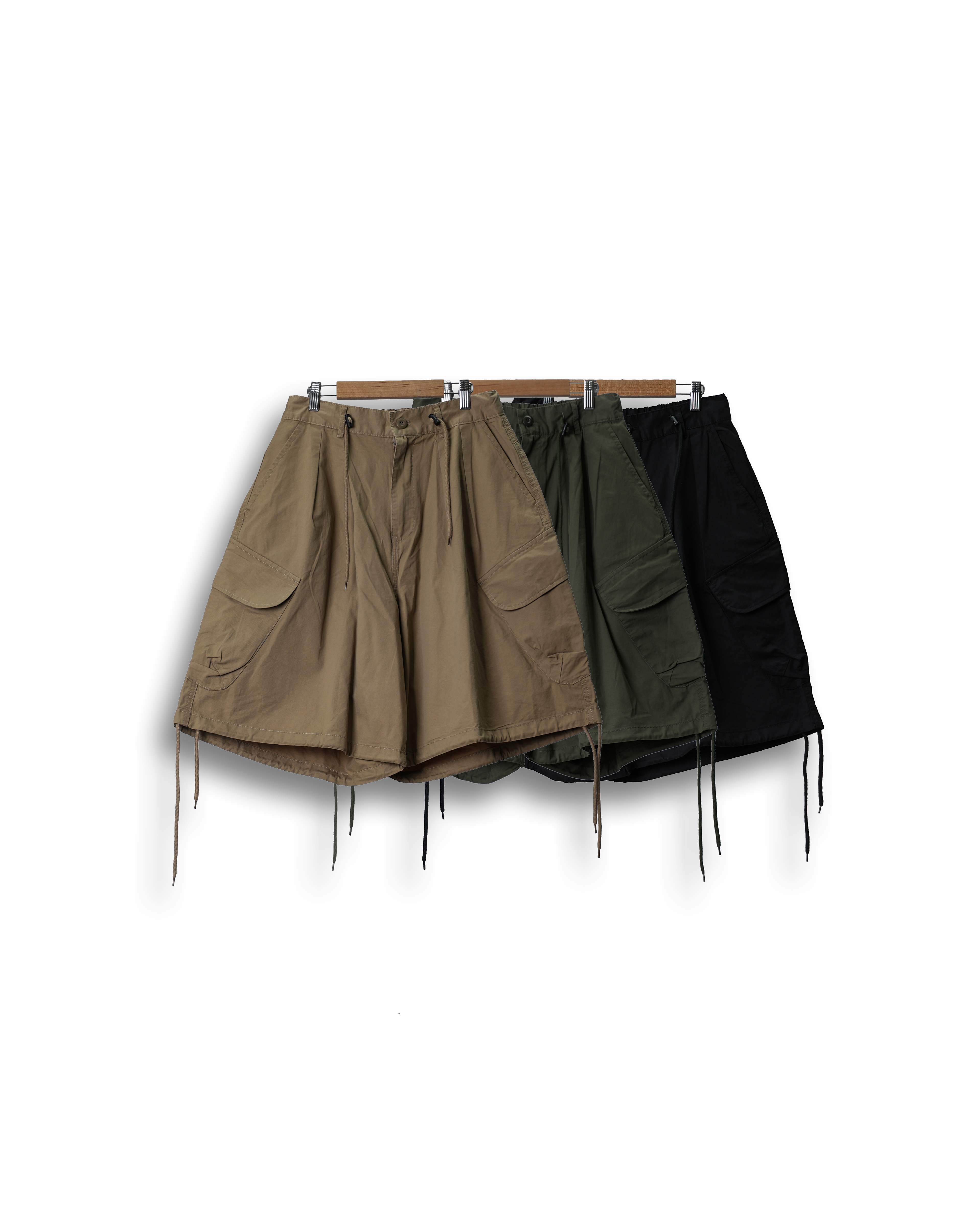 MOII 341 Round Cargo Strap Half Pants (Black/Khaki/Beige) - 3차 리오더 (베이지M 6/9 배송예정)
