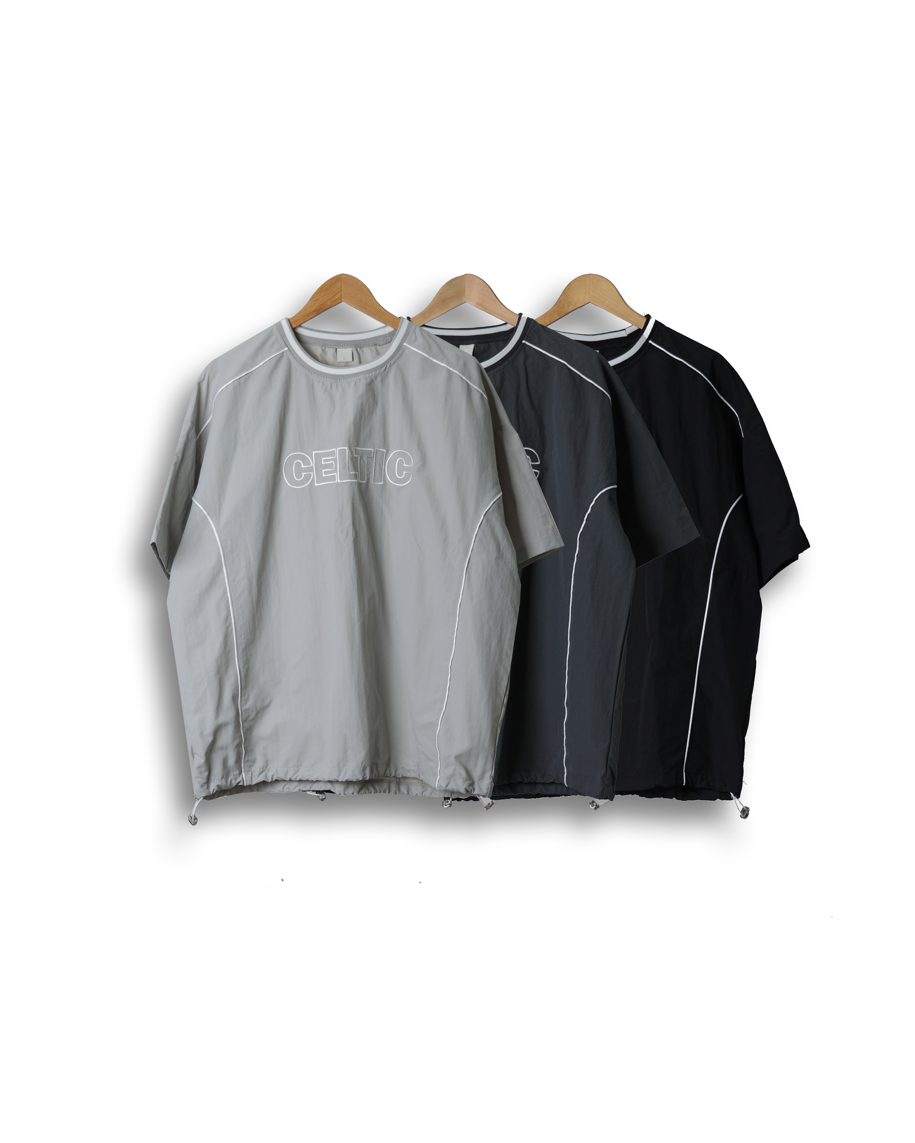 RAM CELTIC Athletic Lining Nylon T Shirts (Black/Charcoal/Light Gray)