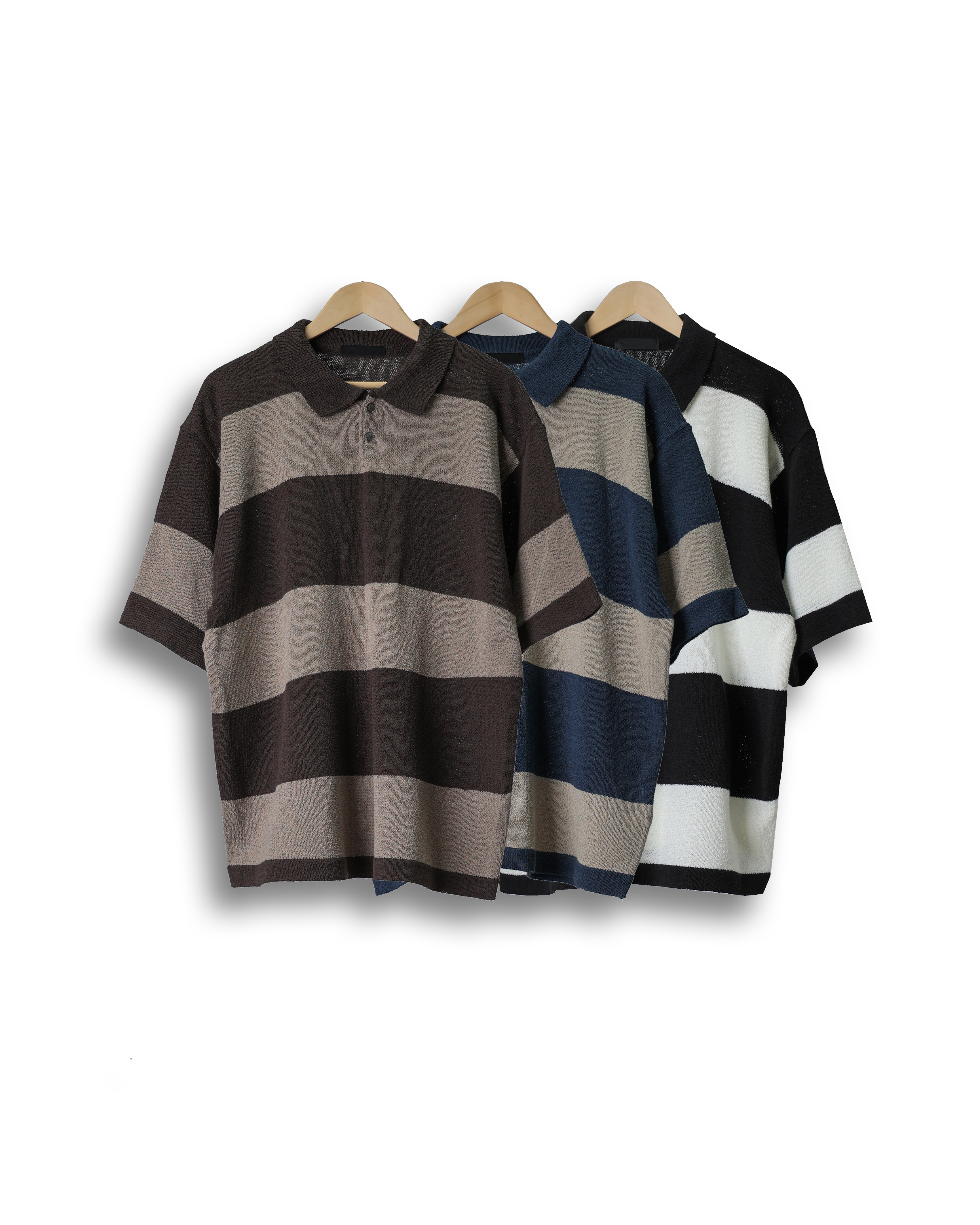 OTHERS Knitted Bold Stripe Half Collar (Black/Brown/Blue)