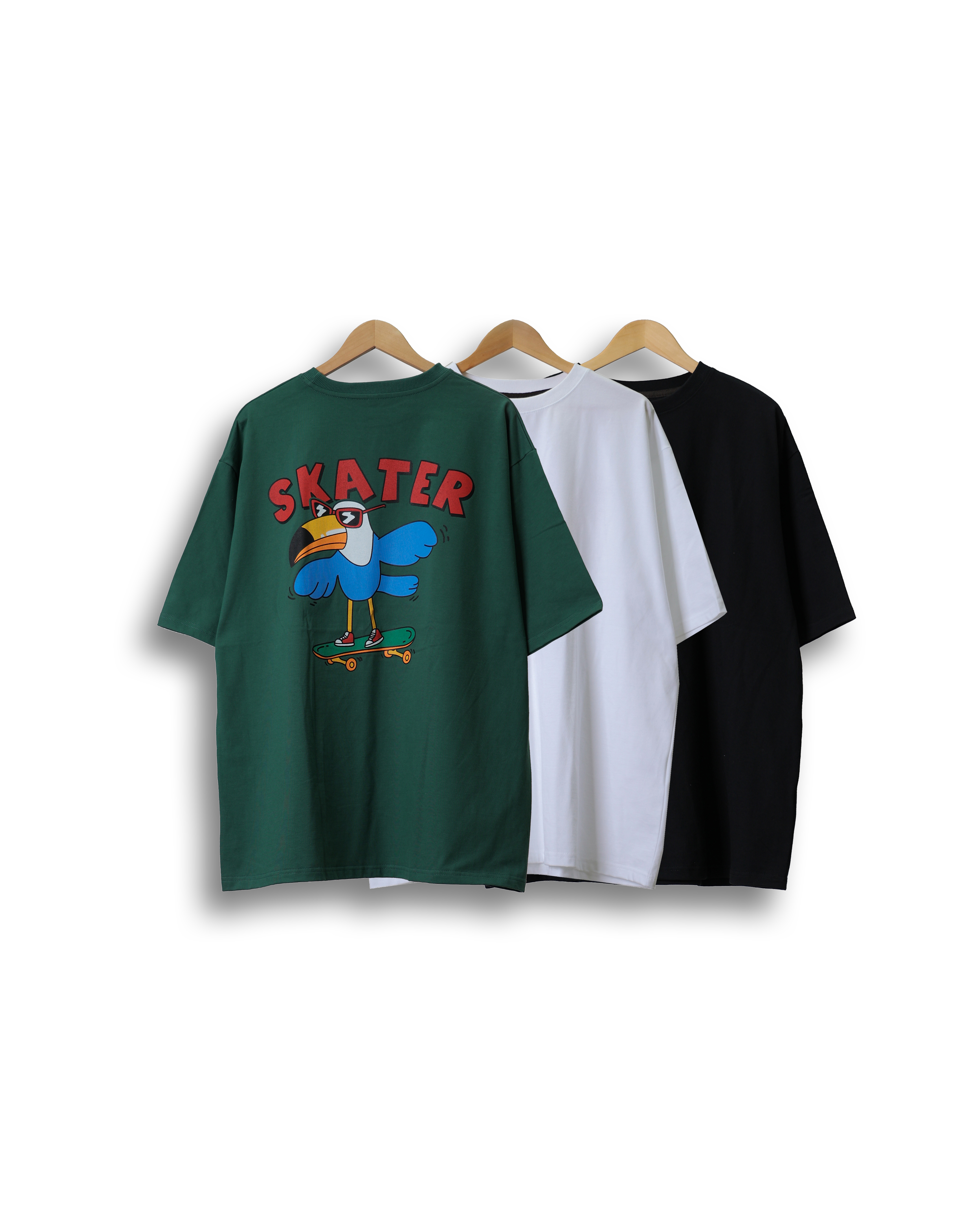 CONS SKATER BIRD Easy Over T Shirts (Black/Green/White)