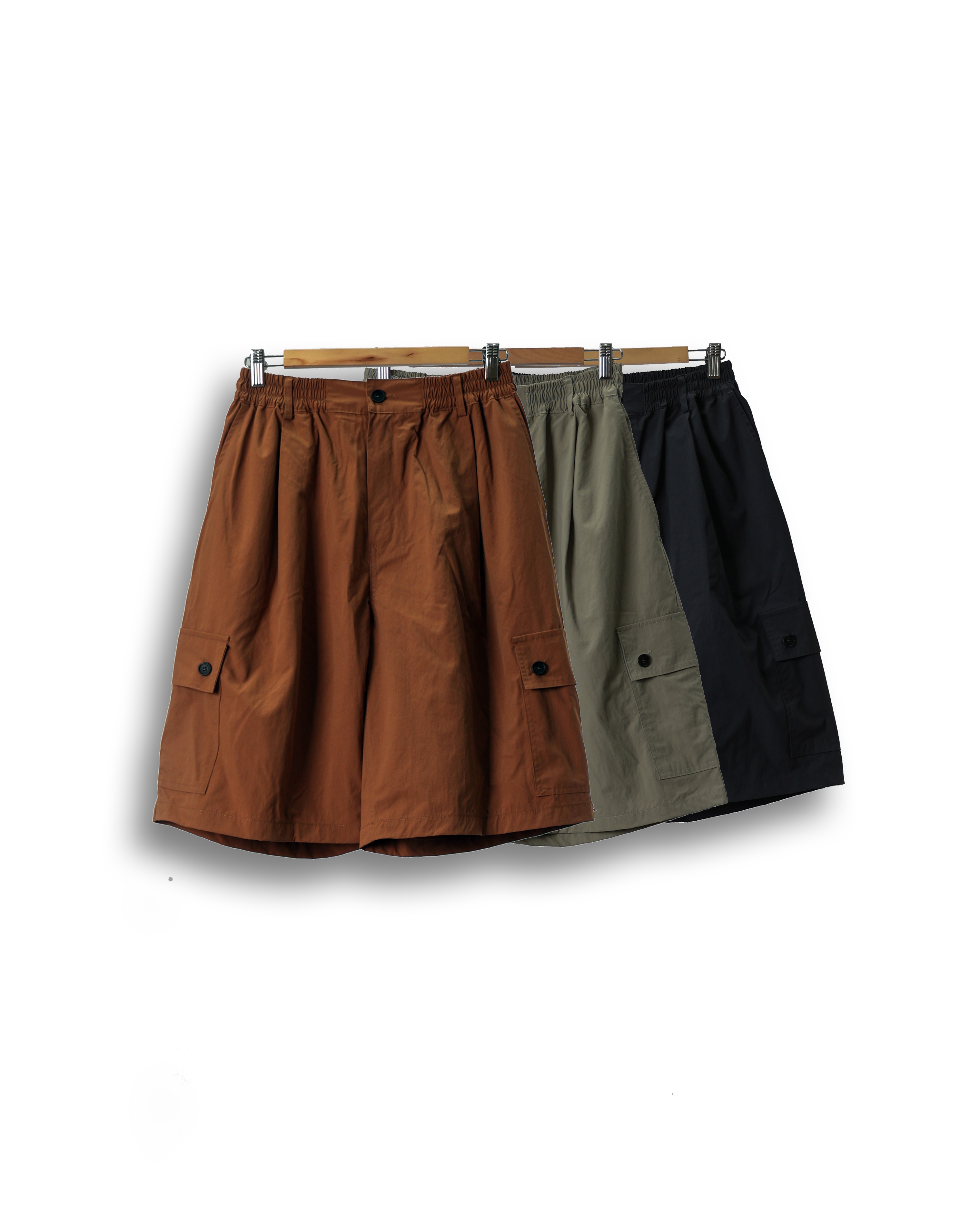NSER Nylon Snap Cargo Bermuda Pants (Charcoal/Camel/Gray Beige)
