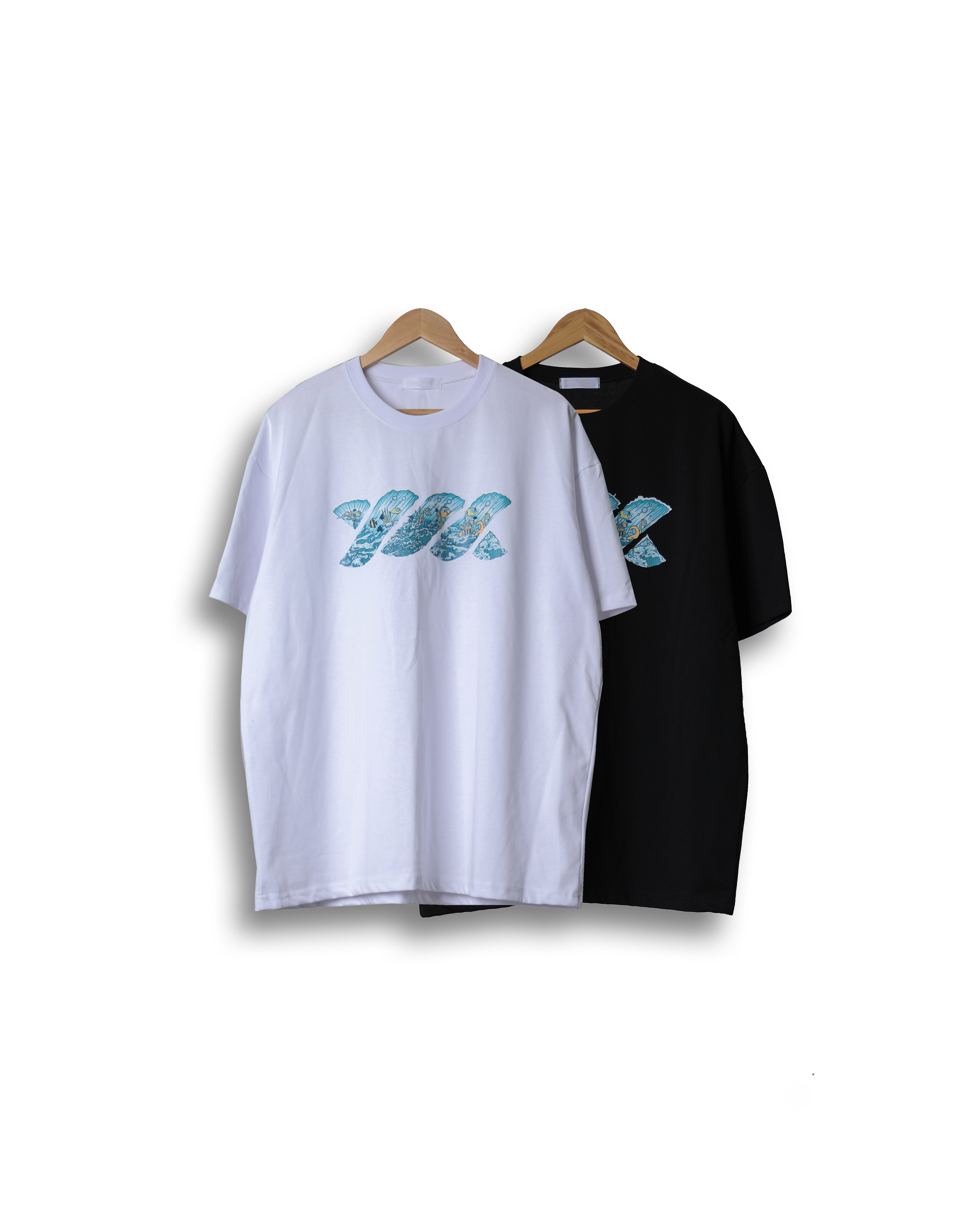CRECNT WAVE Printed T Shirts (Black/White)