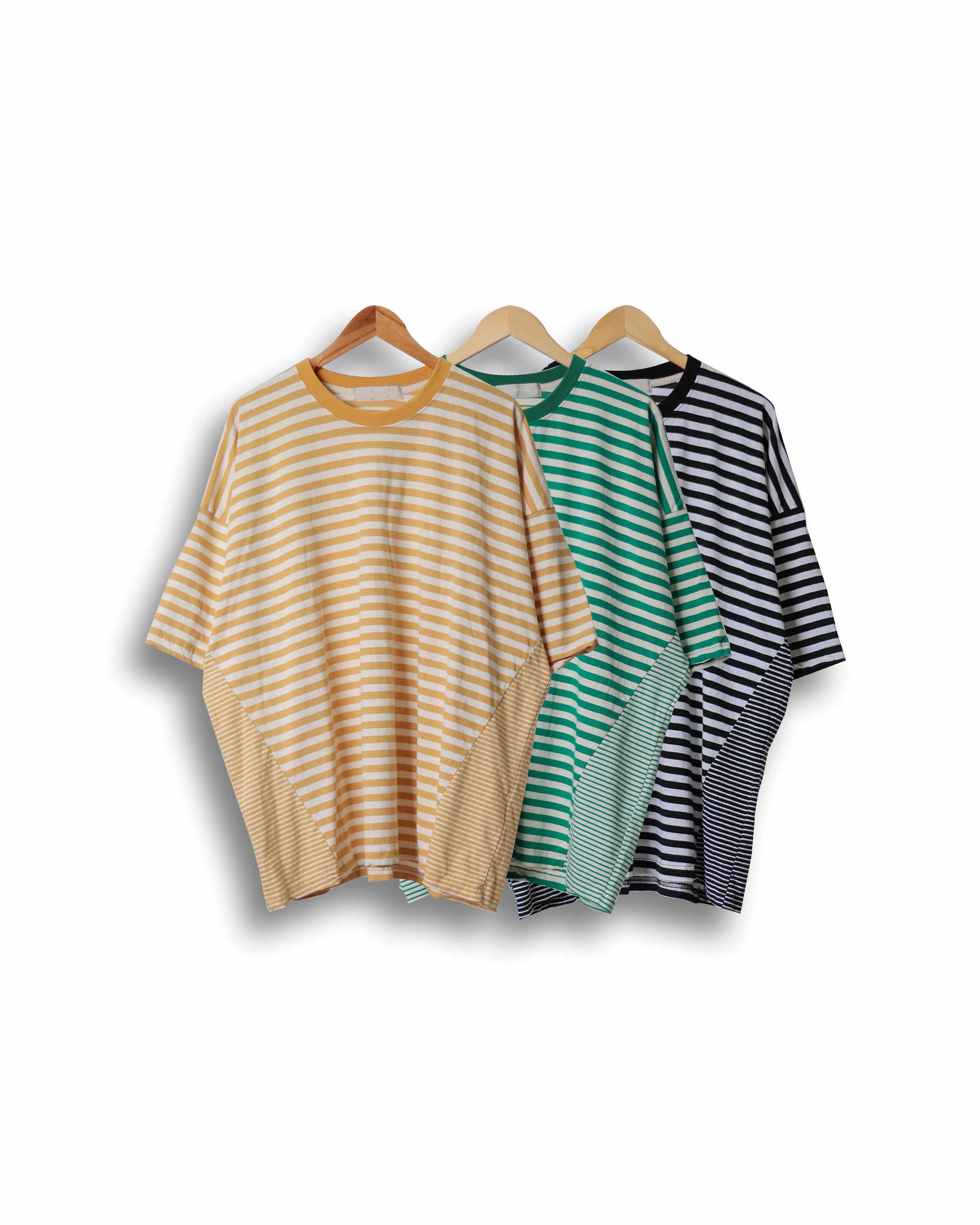 GAUGE GUFFY Double Stripe T Shirts (Black/Green/Yellow)