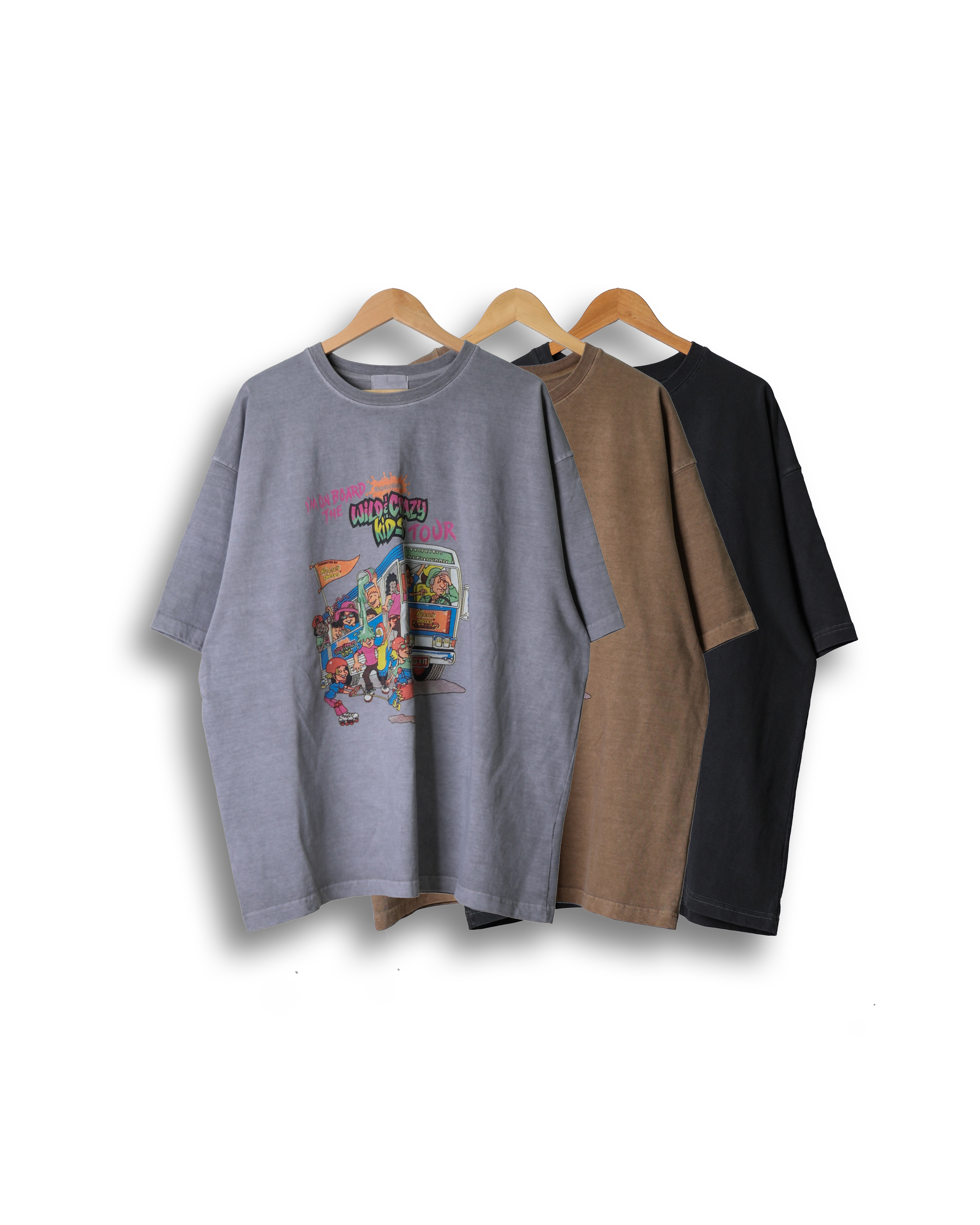 NOOR WILD KIDS Pigments Over T Shirts (Black Charcoal/Light Gray/Camel Brown)